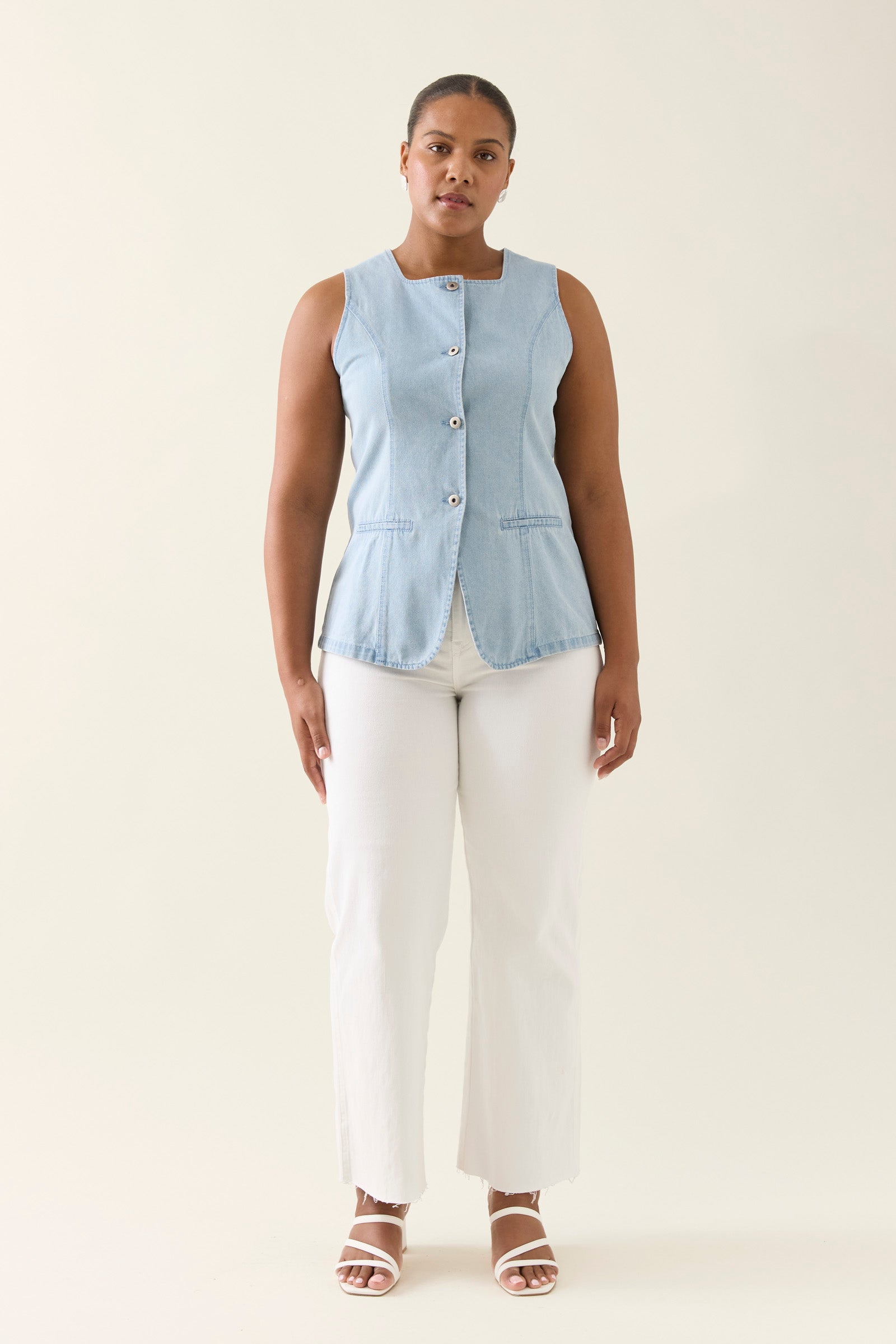 Sofie Denim Vest - Sky