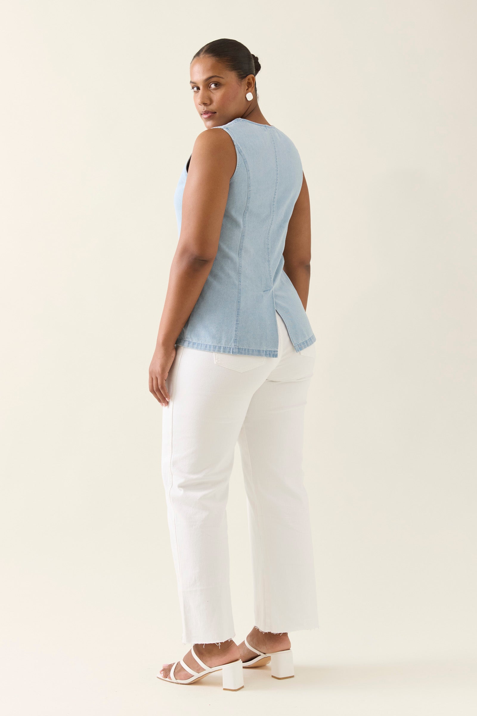 Sofie Denim Vest - Sky