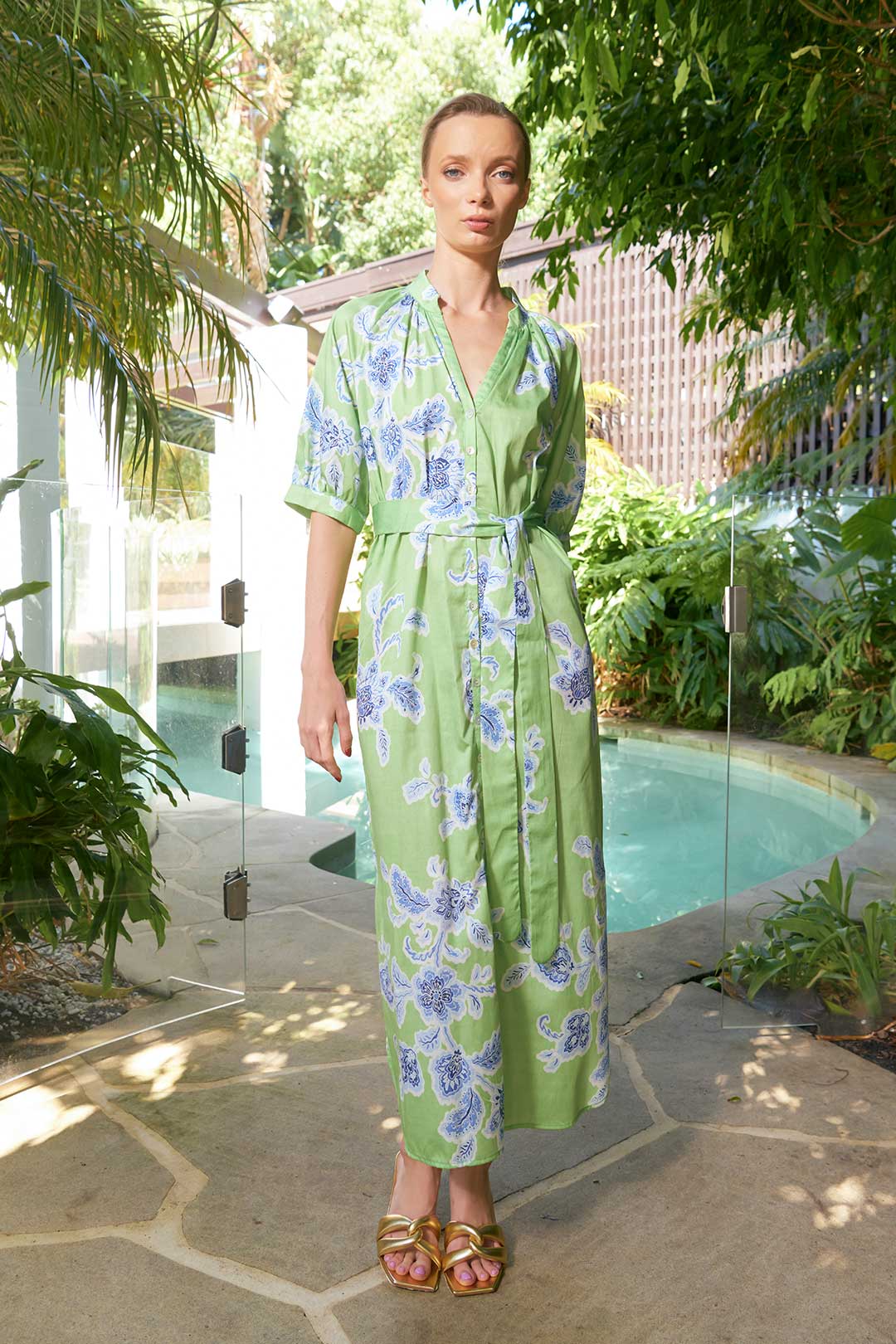 Taylor Sundance Ankle Dress - Green