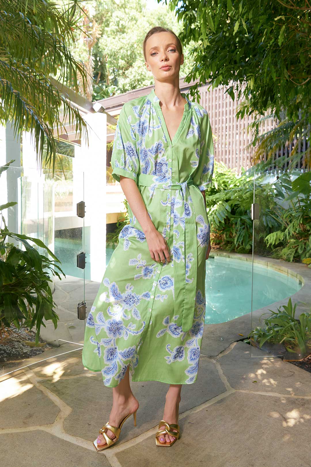 Taylor Sundance Ankle Dress - Green