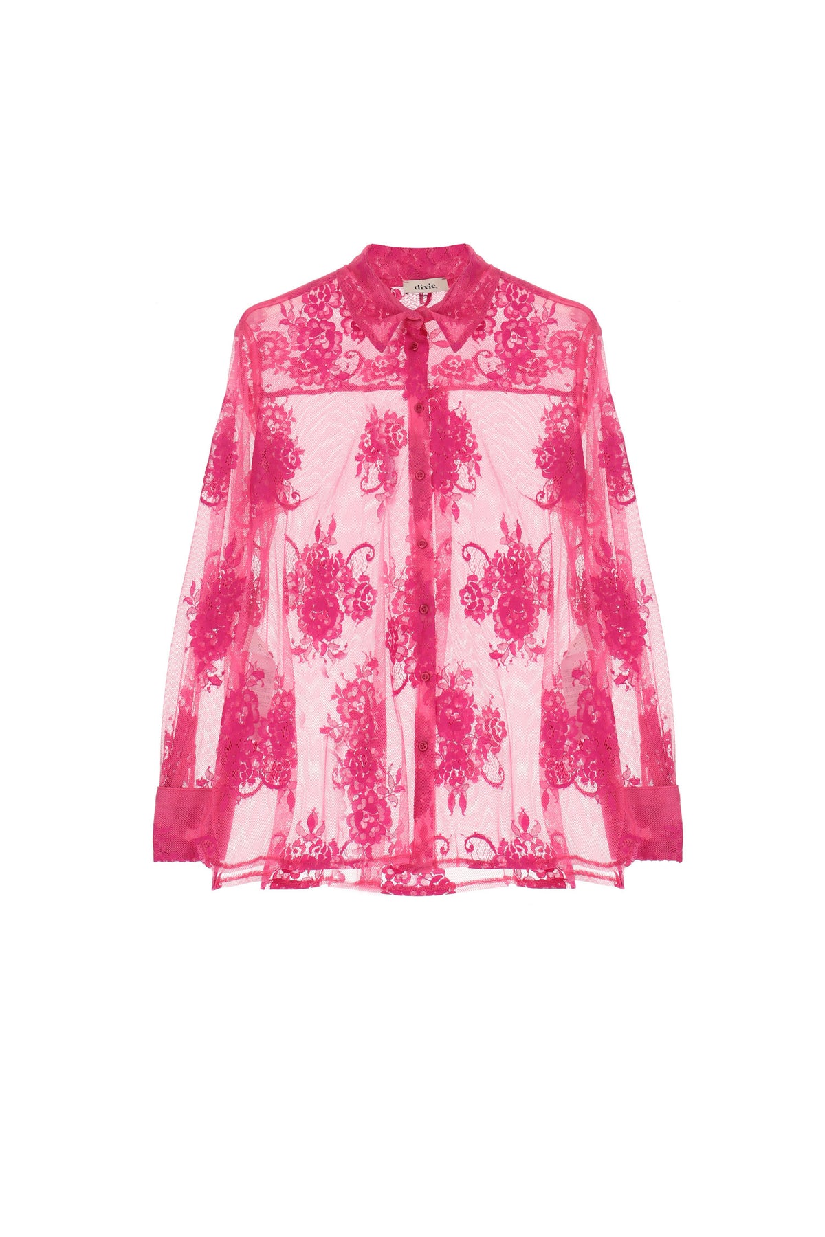 Dixie CLEARANCE Transparent Effect Shirt with Classic Collar - Fuxia