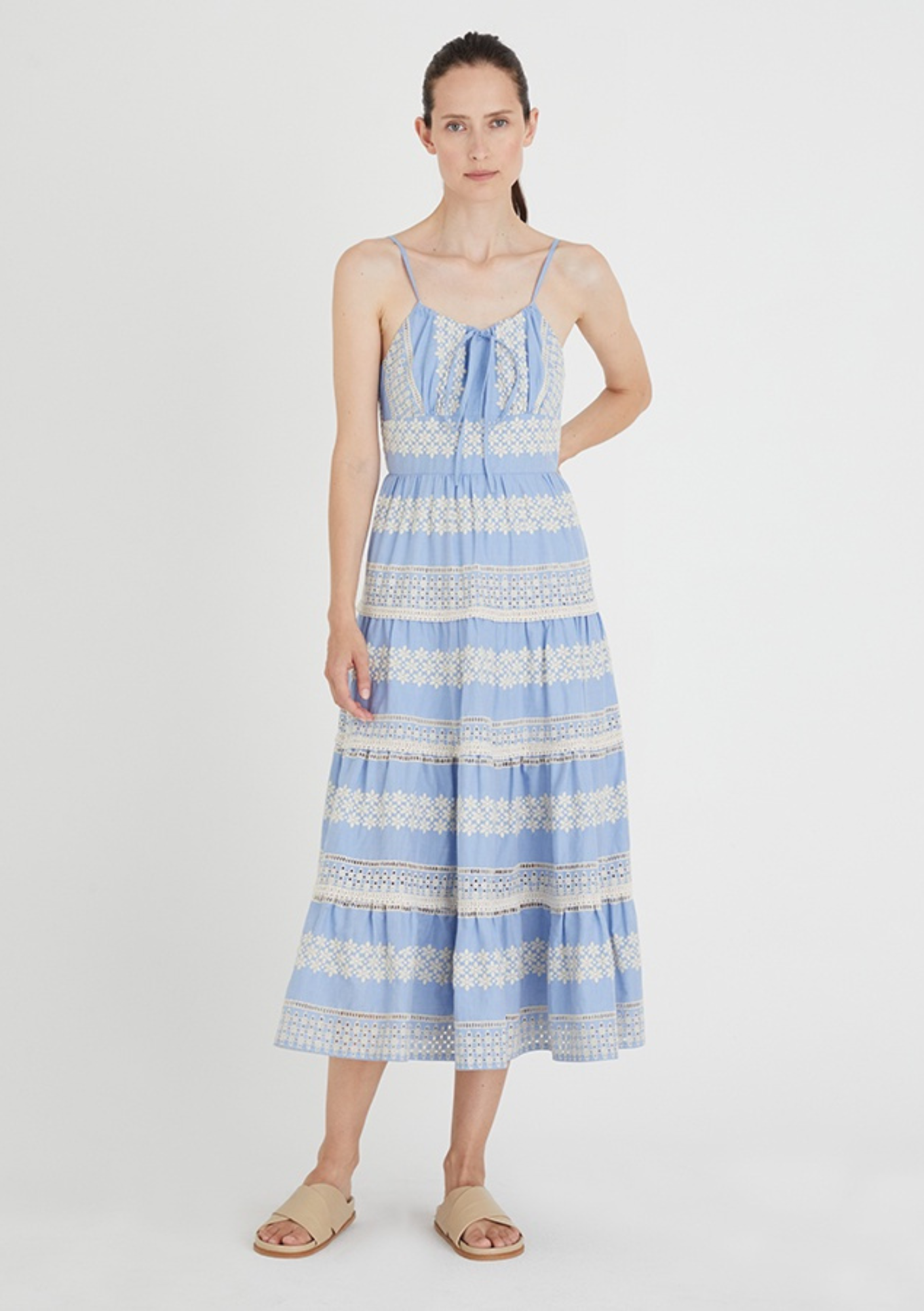 Valentina Cut Out Back Midi Dress - Cornflower