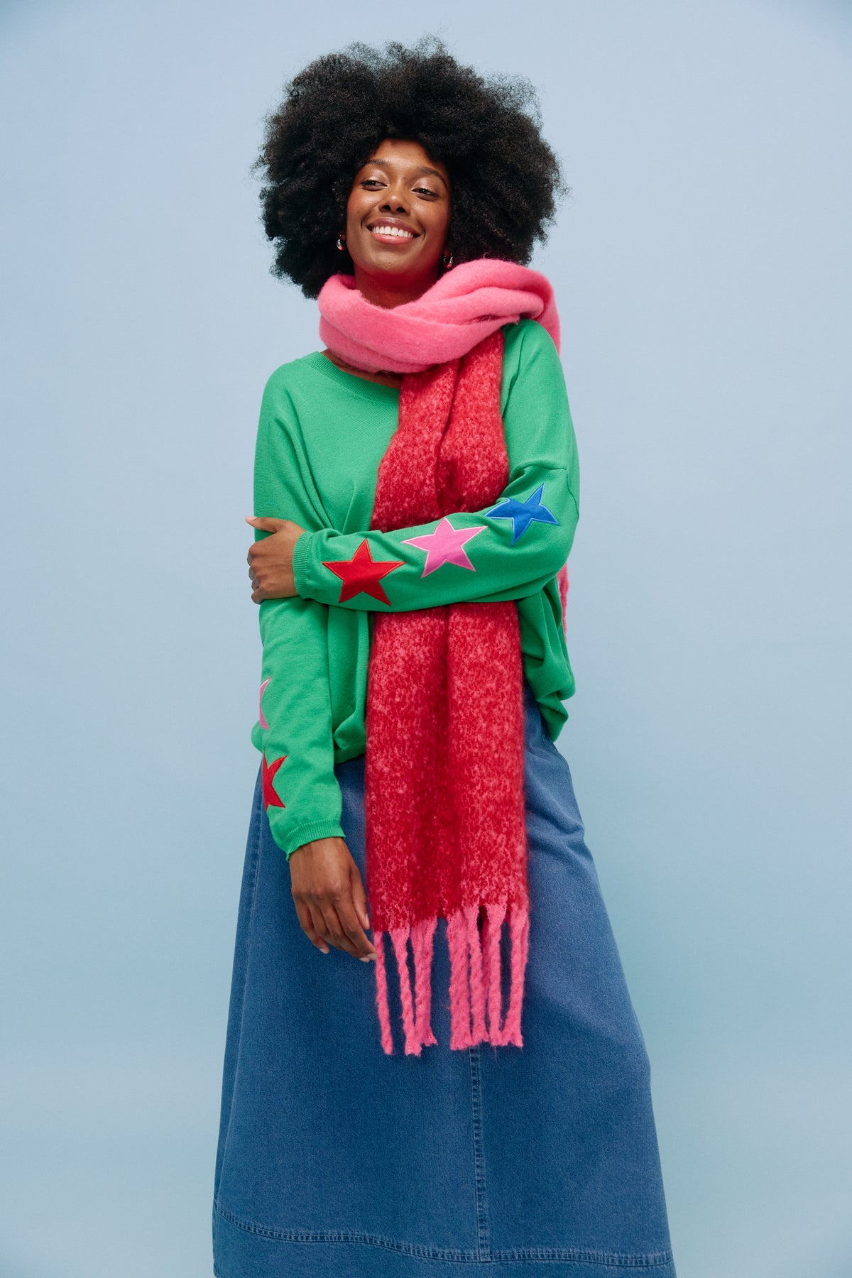 Haven Vermont Star V Neck Jumper - Green