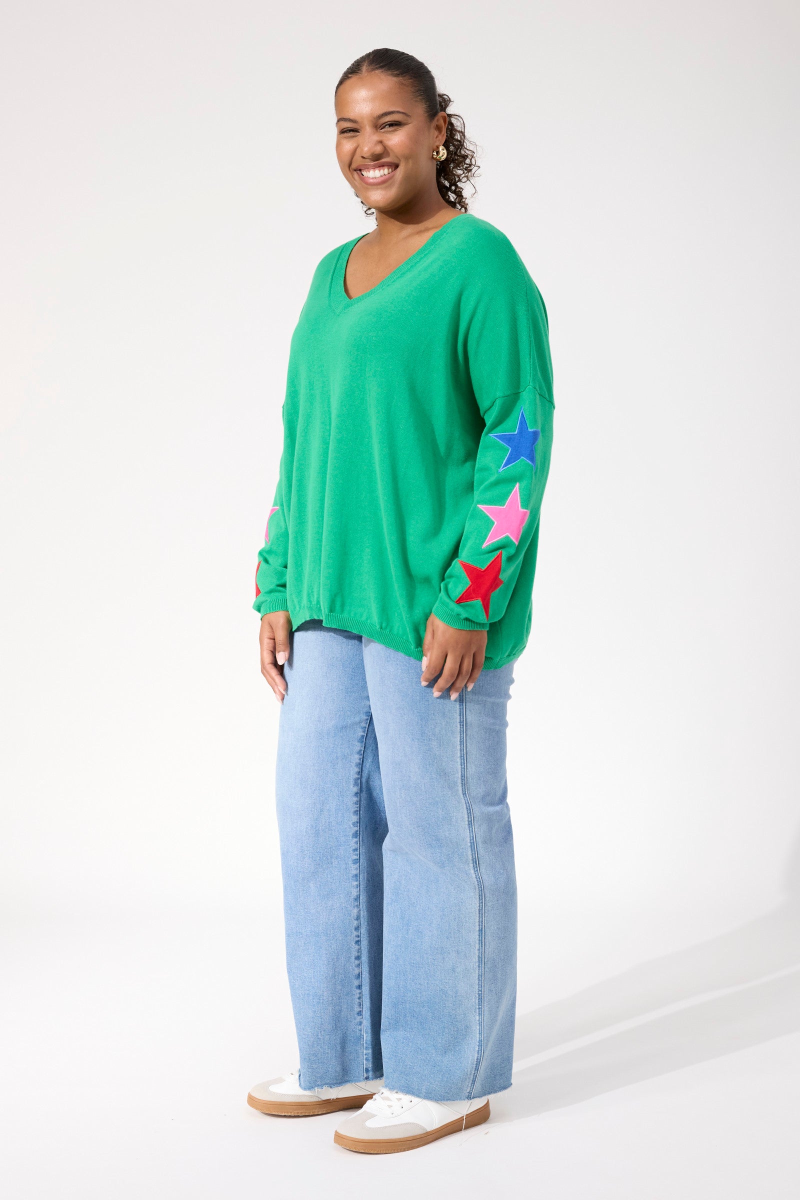 Vermont Star V Neck Jumper - Green PRE ORDER