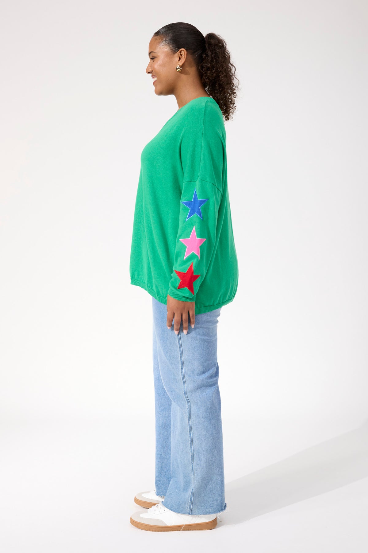 Haven Vermont Star V Neck Jumper - Green