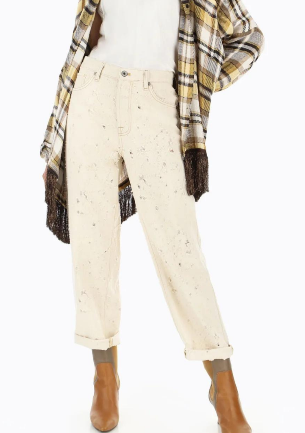 Dixie CLEARANCE Baggy Jeans with Abrasion Detail - Sabbia