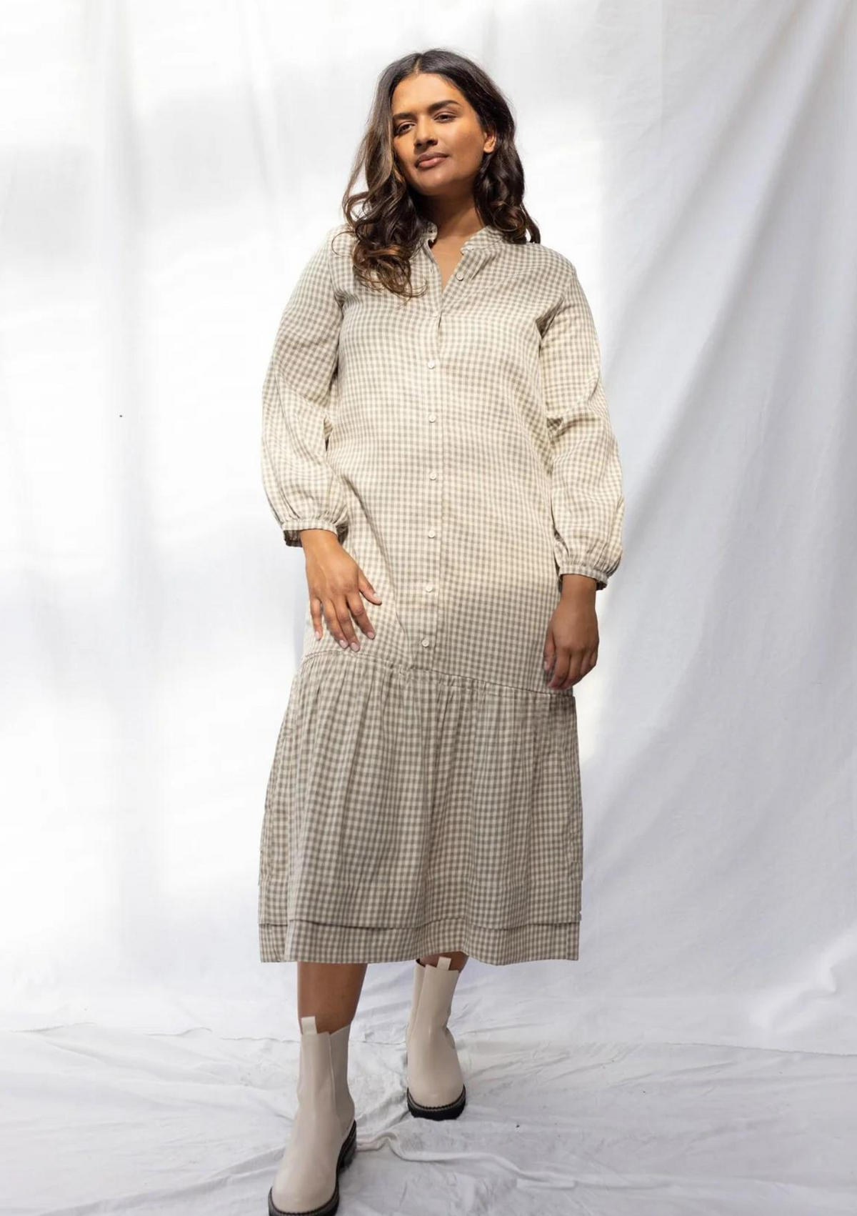 ReCreate CLEARANCE Camille Dress - Grey Gingham