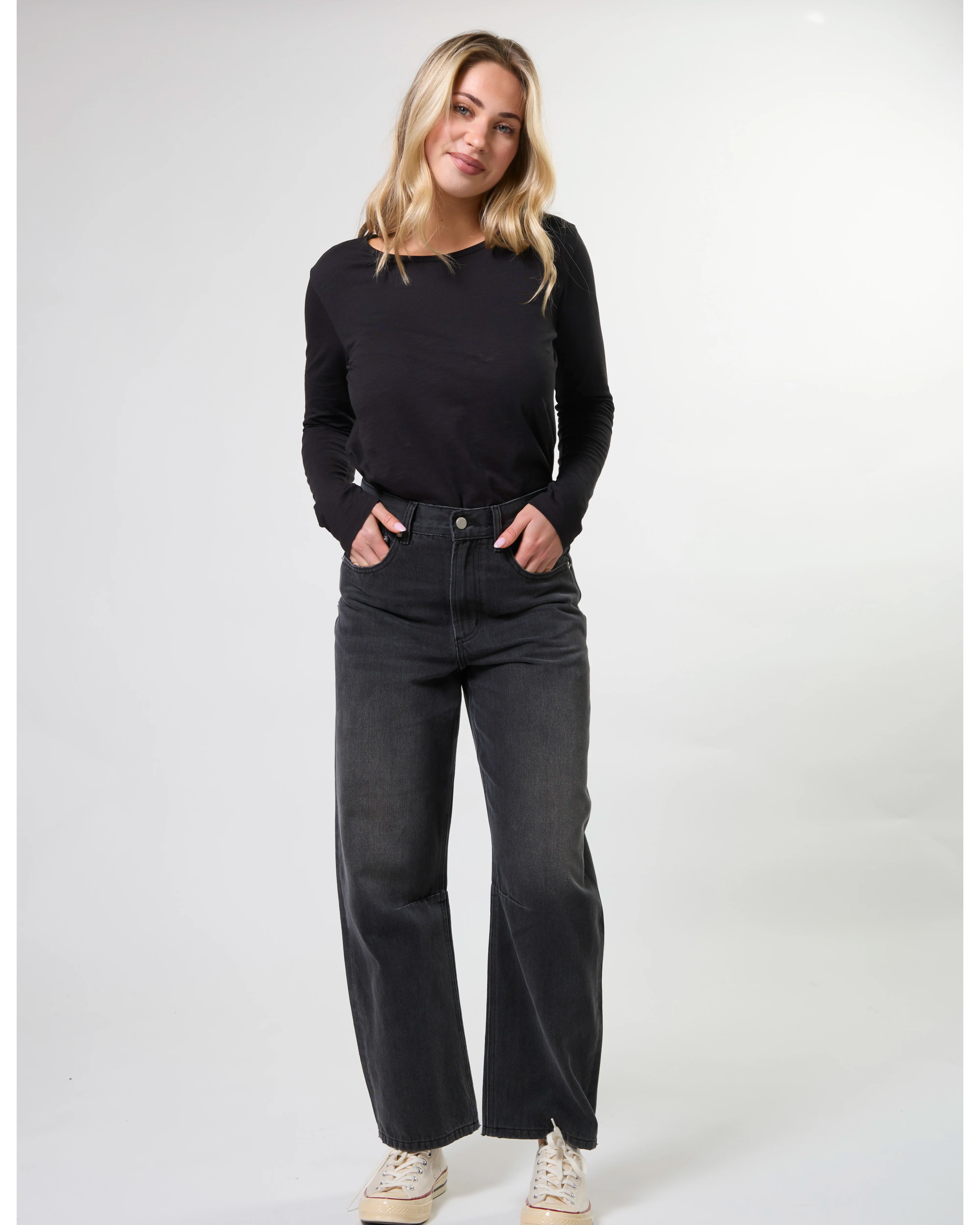 Carson Barrel Jean - Slate Grey