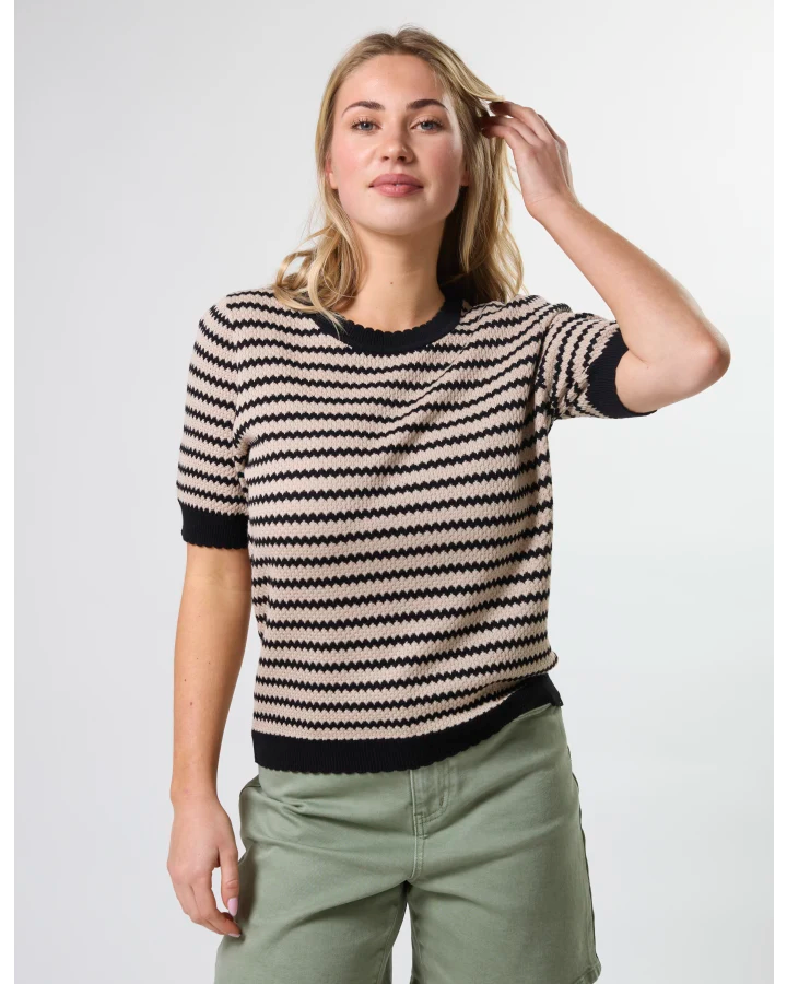 Charly Knit - Sand & Black Stripe
