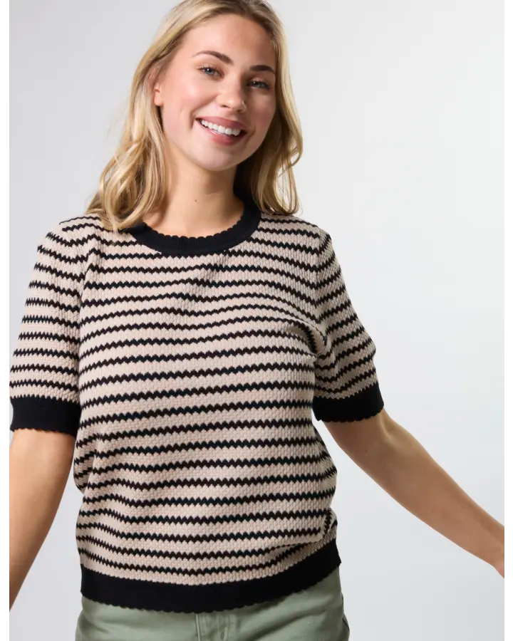 Charly Knit - Sand & Black Stripe