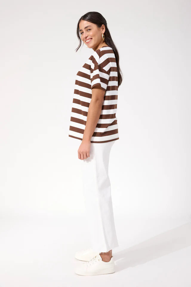 Columbus Stripe T Shirt - Brown COMING SOON