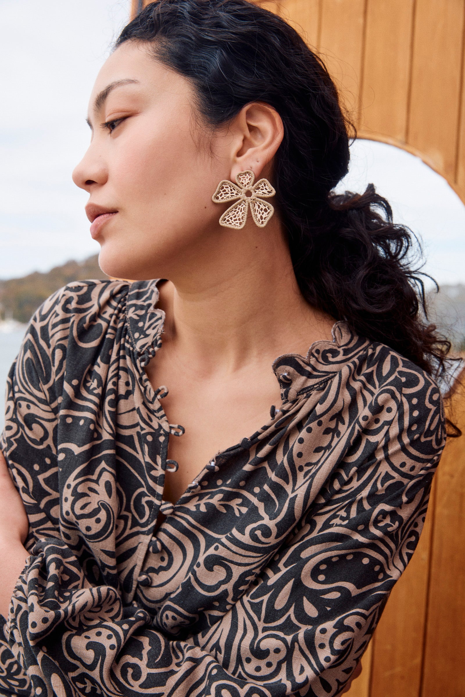Della Woven Earring - Stone