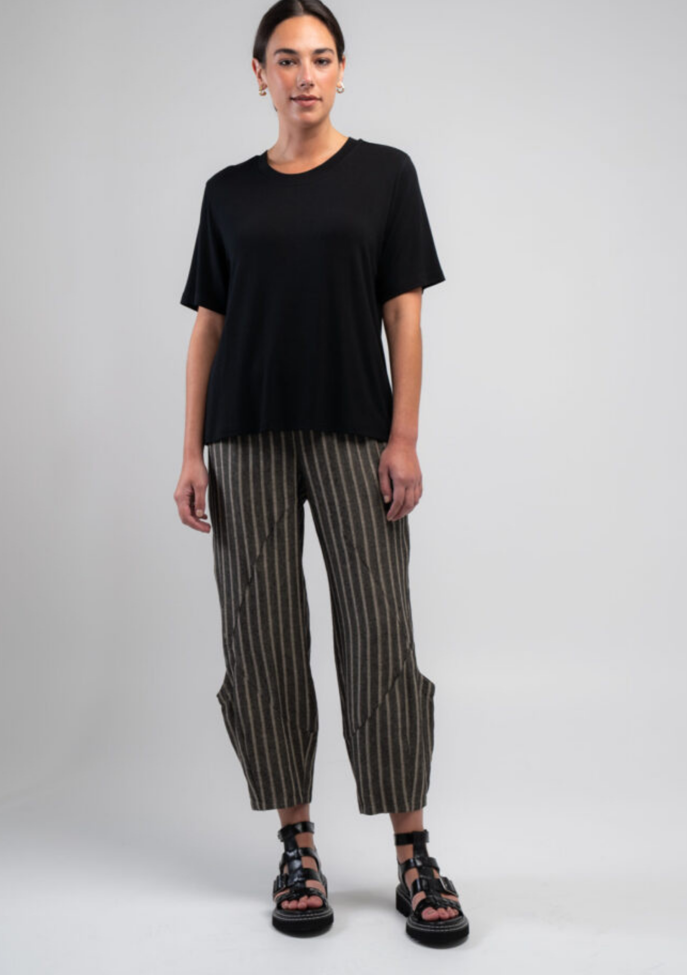 Denim Stripe Pocket Pant - Black