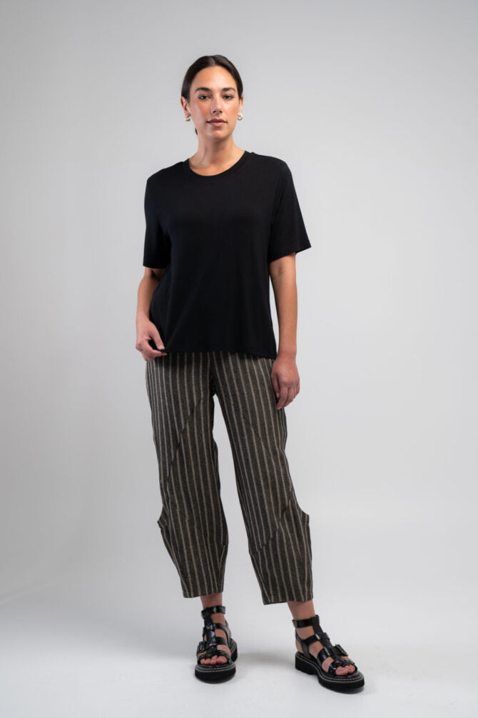 Denim Stripe Pocket Pant - Black