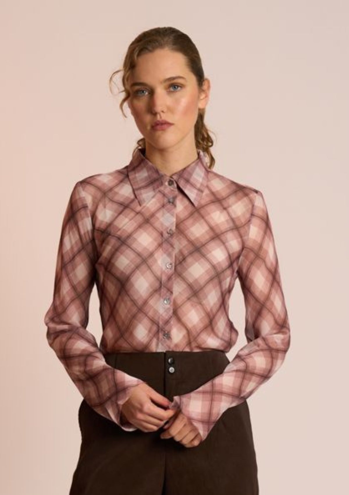 Neris Edgy Shirt - Raisin Check