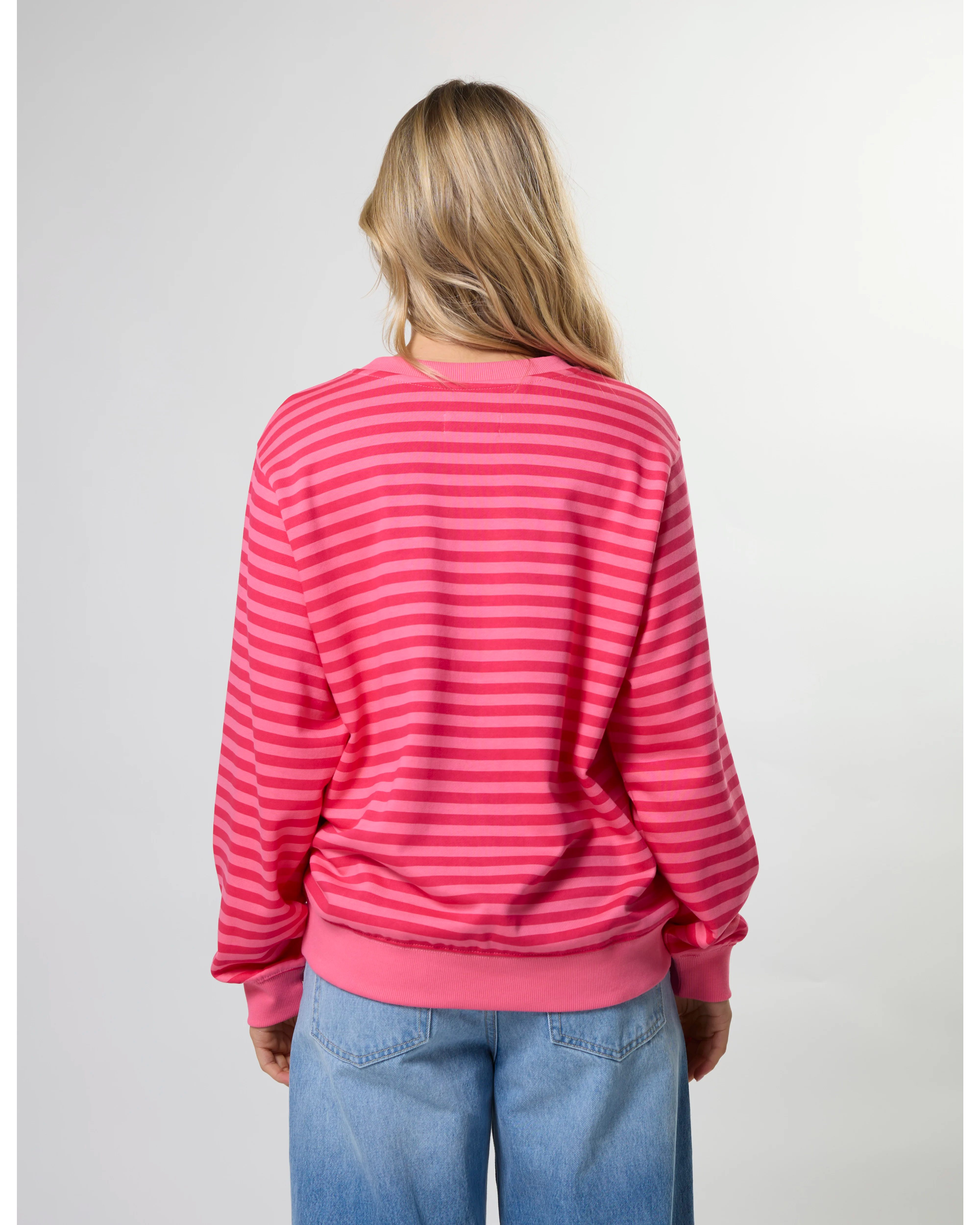 Essential Sweater - Raspberry Leopard Rotation Stripe