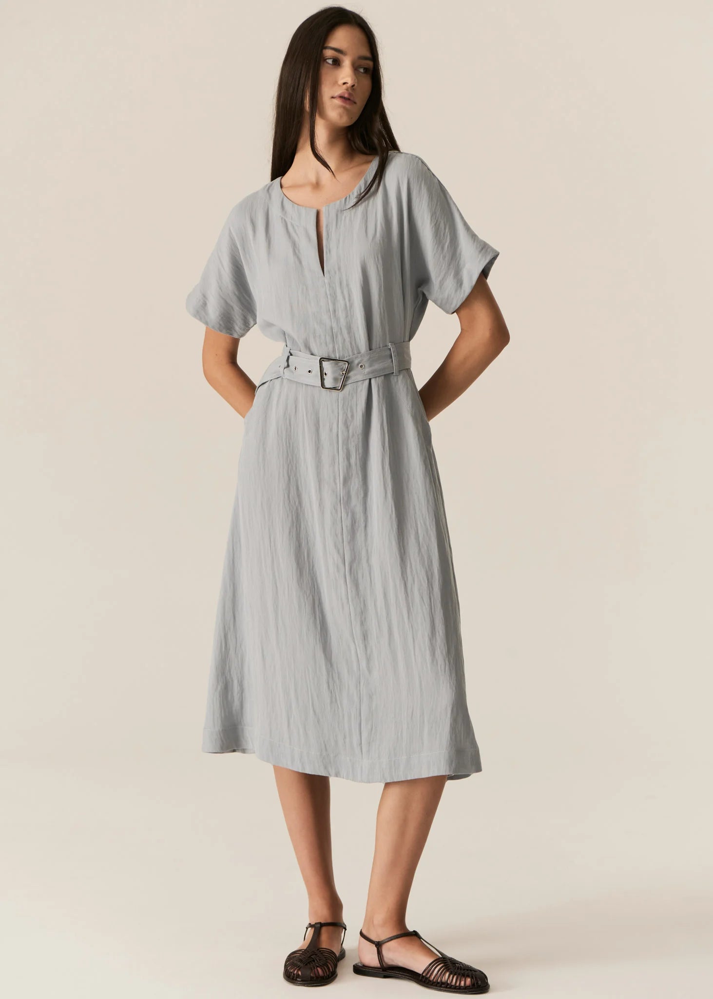 Faire Belted Dress - Sky