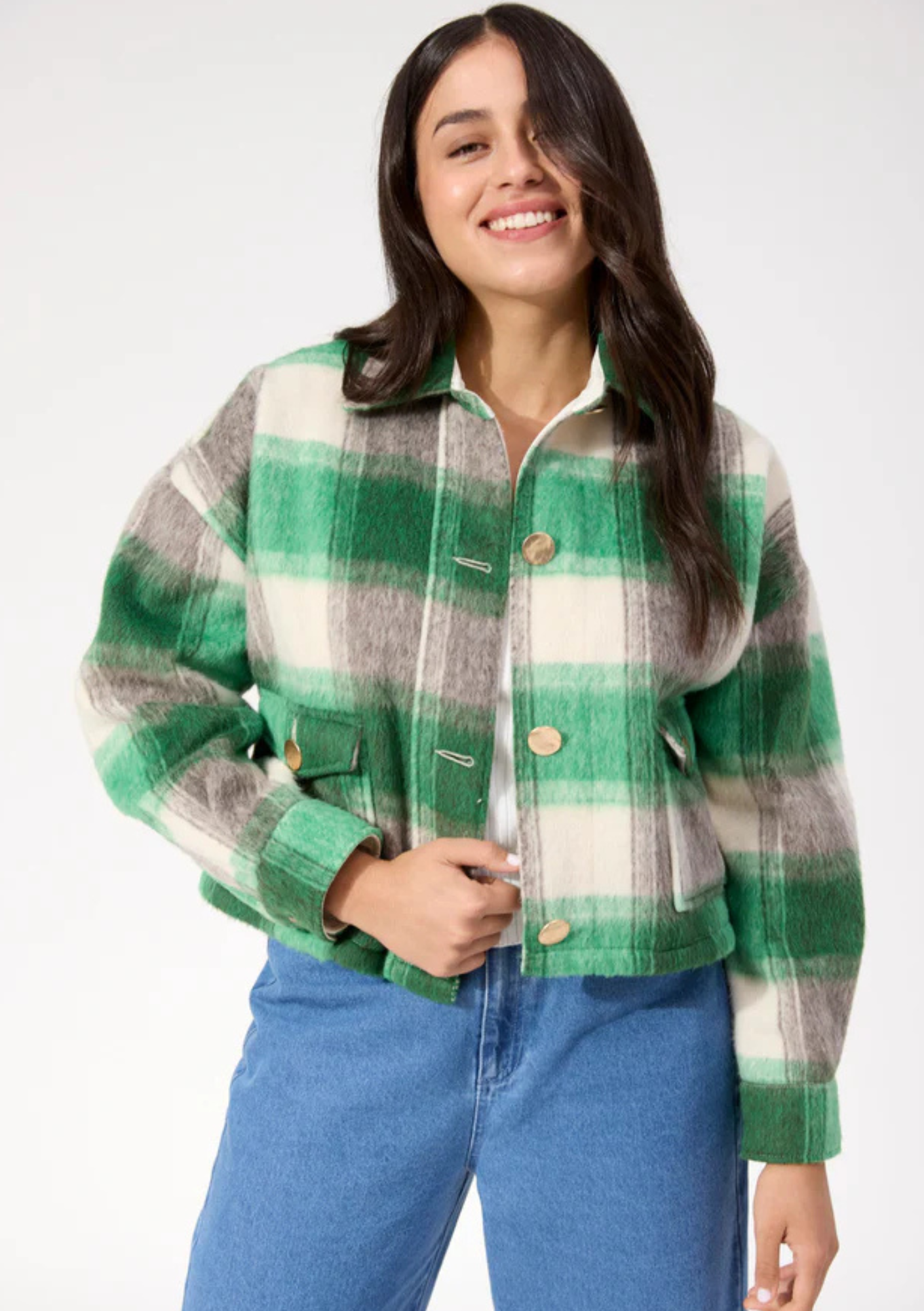 Fargo Cropped Jacket - Green