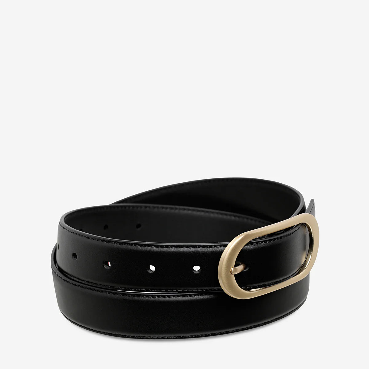 Status Anxiety Final Loop Belt - Black Nappa / Gold