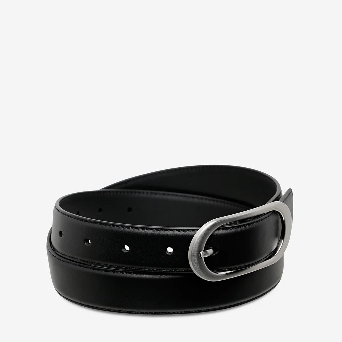 Status Anxiety Final Loop Belt - Black Nappa / Silver
