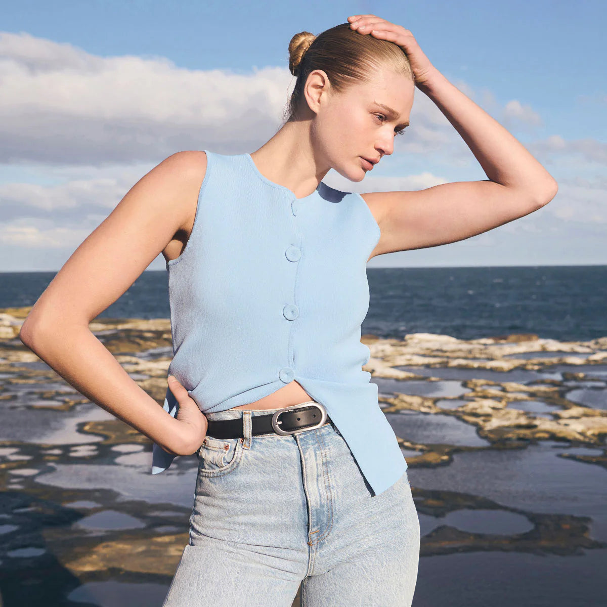 Final Loop Belt - Black Nappa / Silver