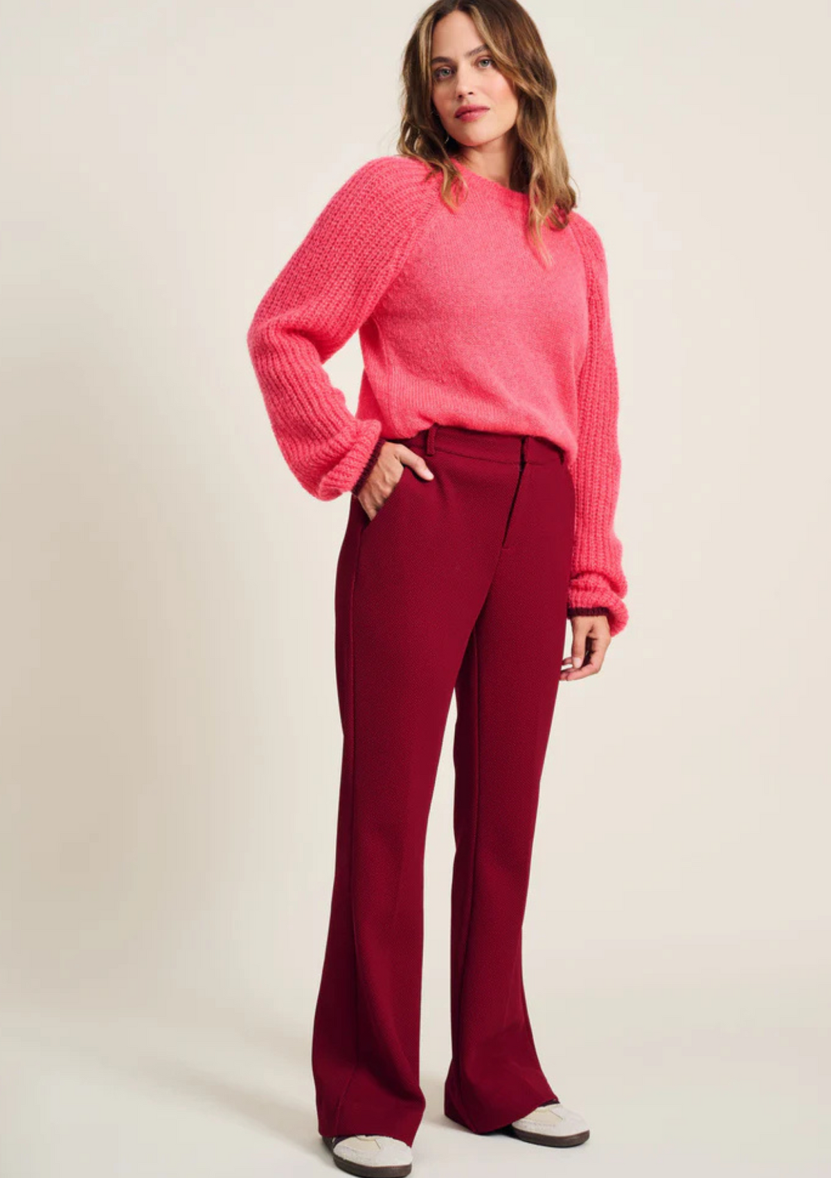 Pom Amsterdam CLEARANCE Flare Pants - Burgundy Red