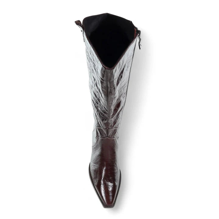 Giddy Up Gal Knee High Boot - Cafe Crinkle High Shine