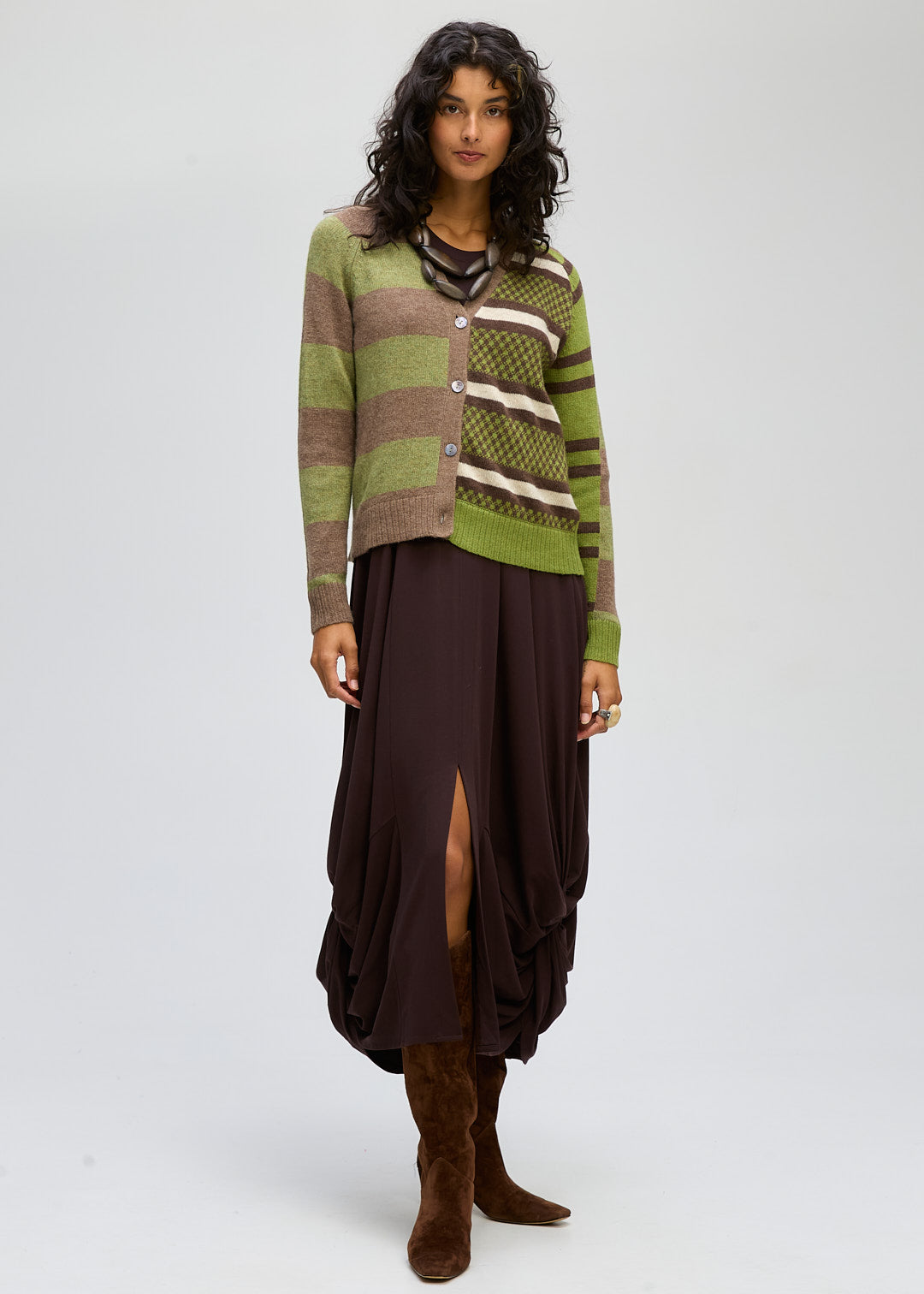 Grove Stripe Cardi - Cocoa