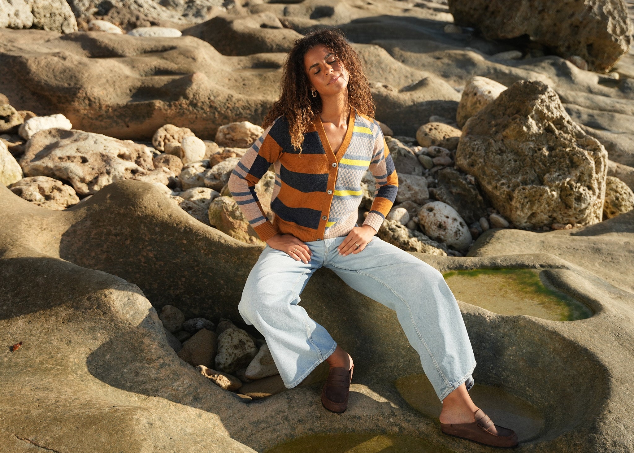 Grove Stripe Cardi - Toffee
