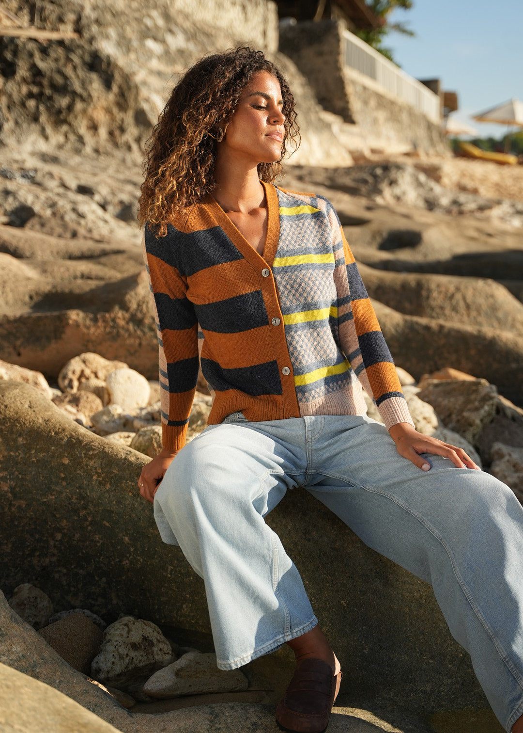Grove Stripe Cardi - Toffee