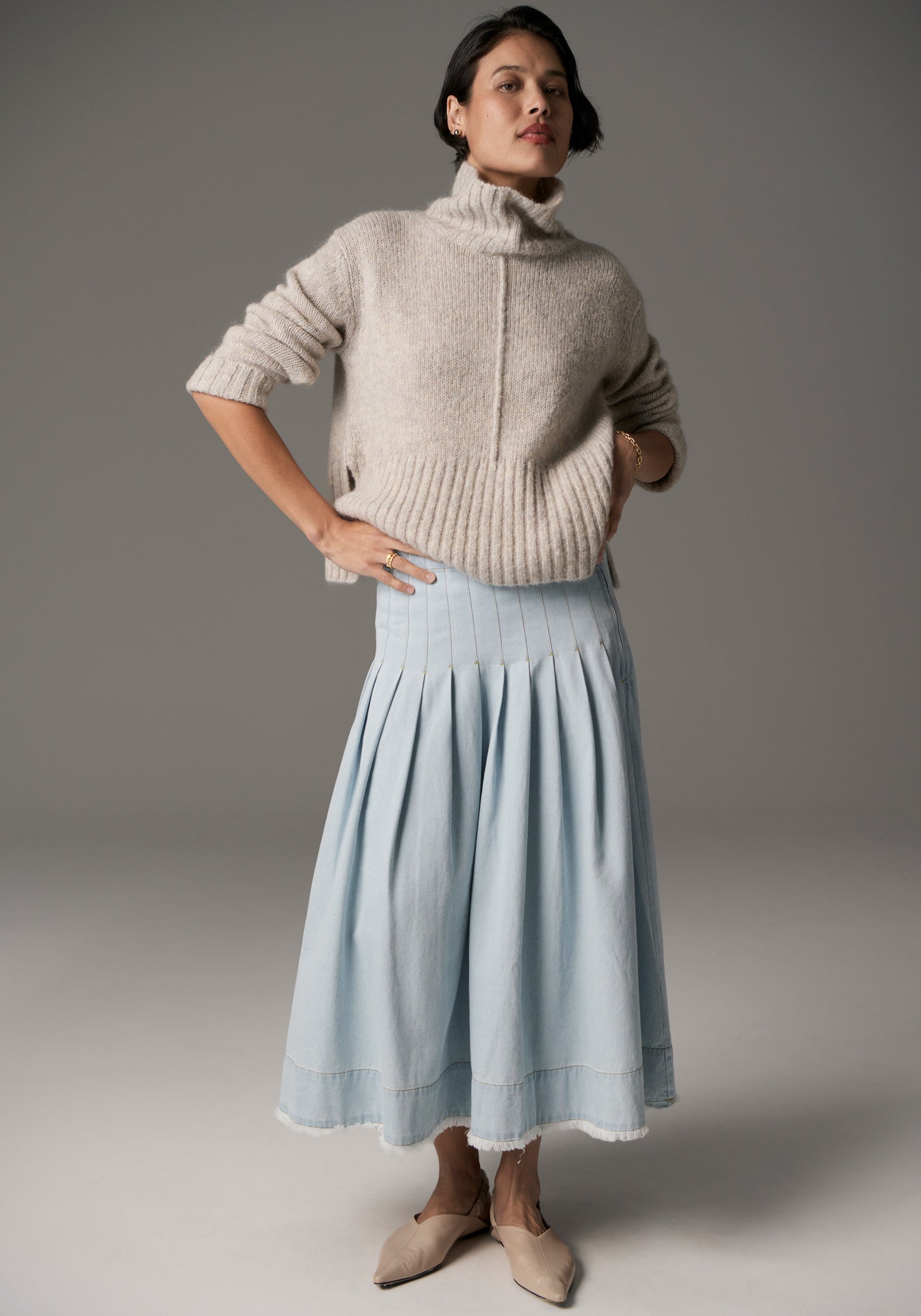 Grove High Neck Knit - Stone