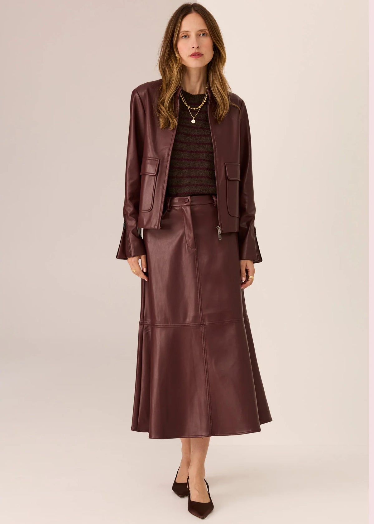 Pol Hugo Zip Crop Jacket - Merlot