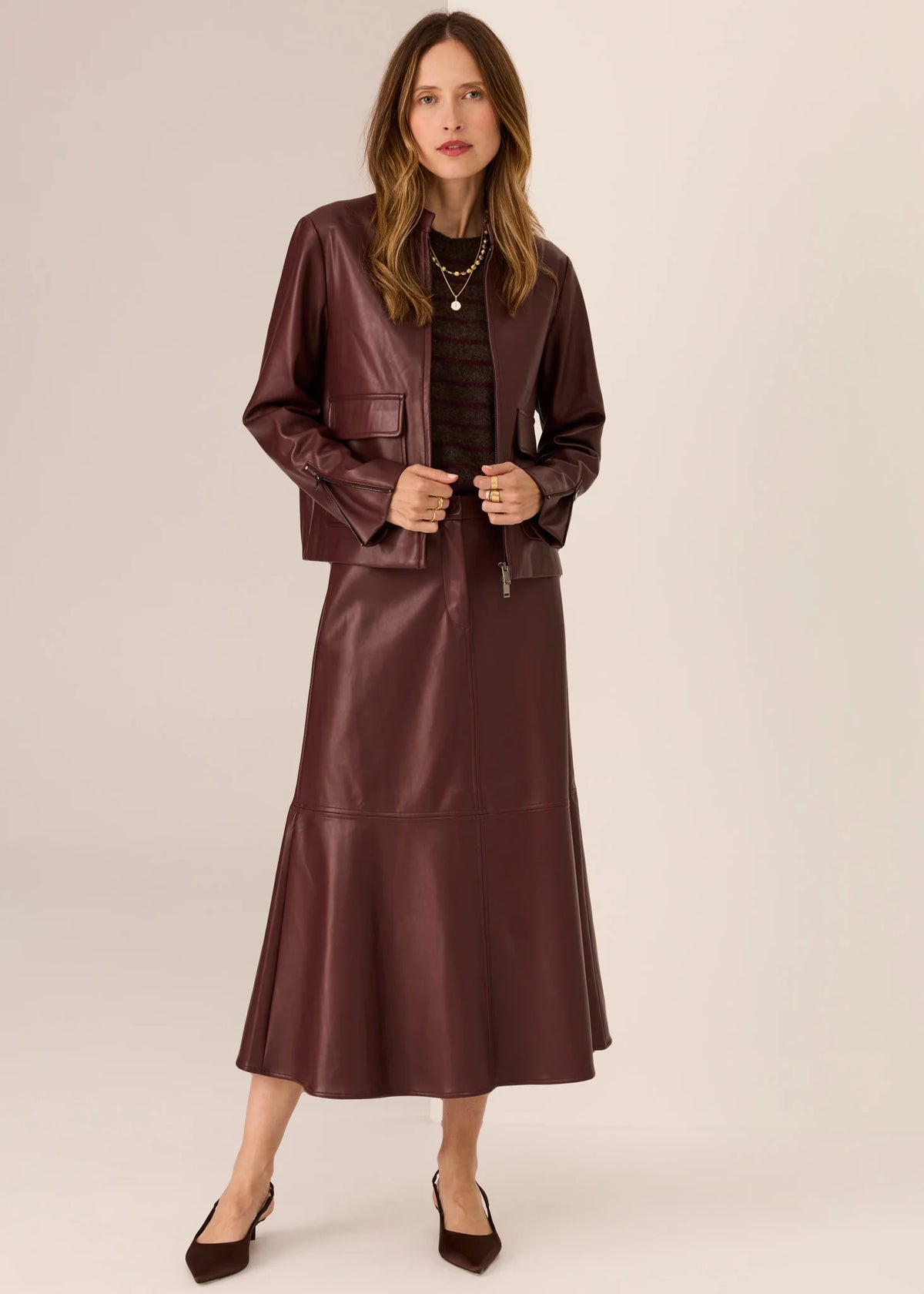 Pol Hugo Zip Crop Jacket - Merlot