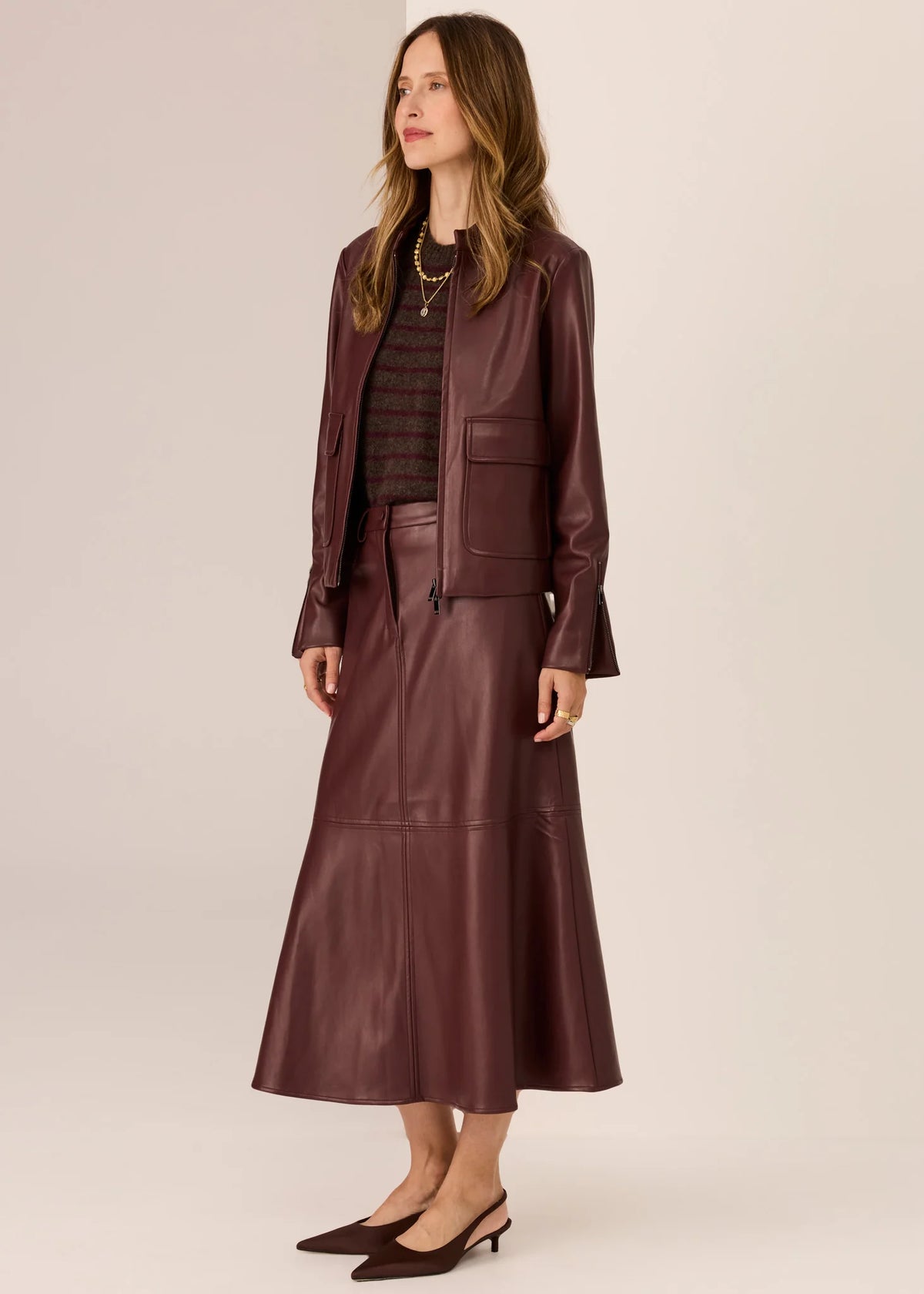 Pol Hugo Zip Crop Jacket - Merlot