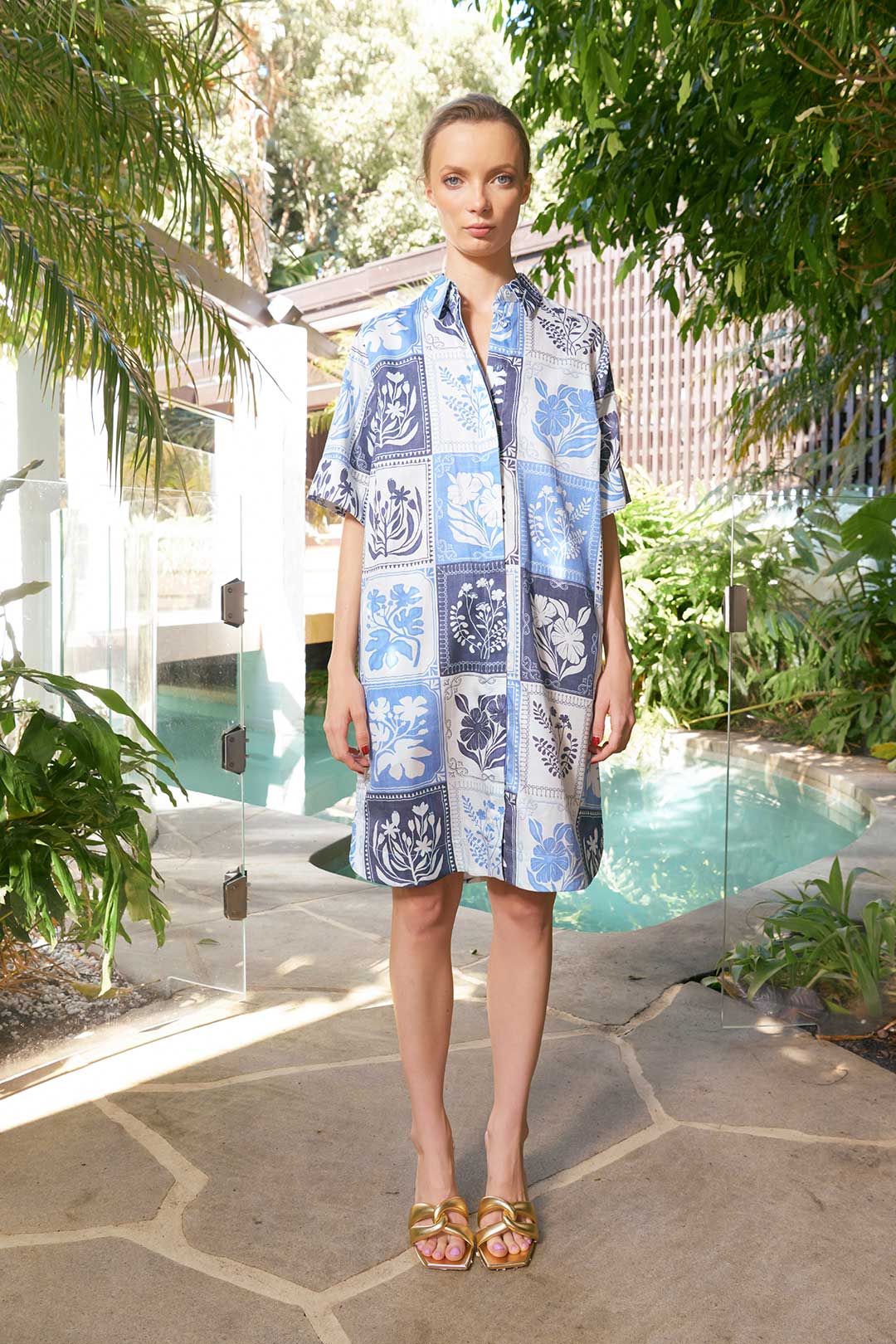 Kiara Botanical Dress - Denim