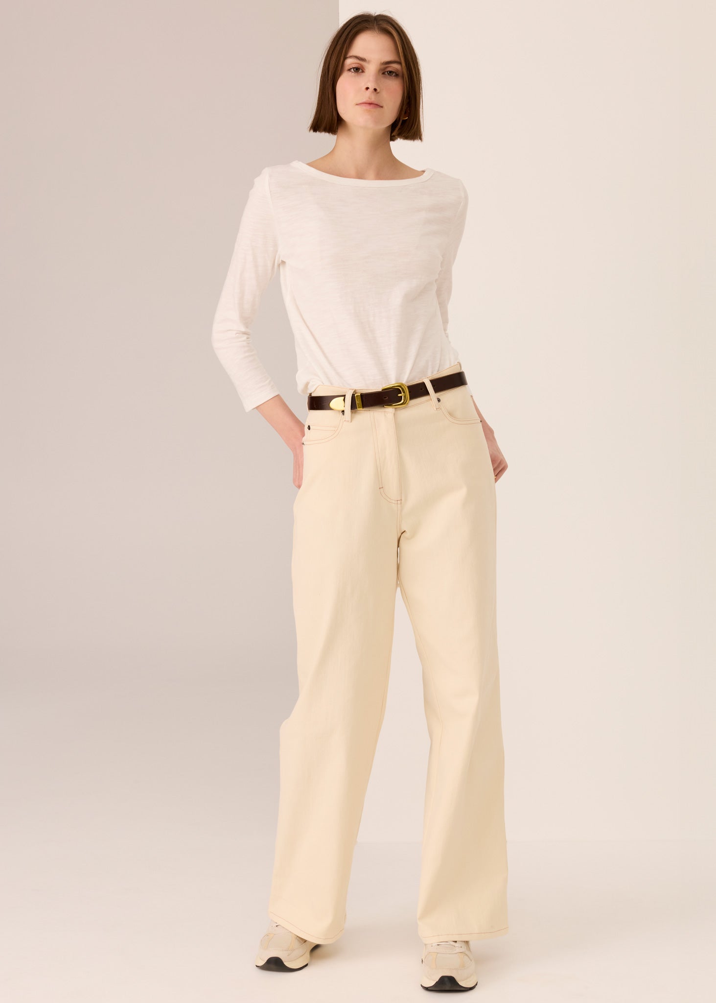 Lana Wide Leg Jean - Ivory