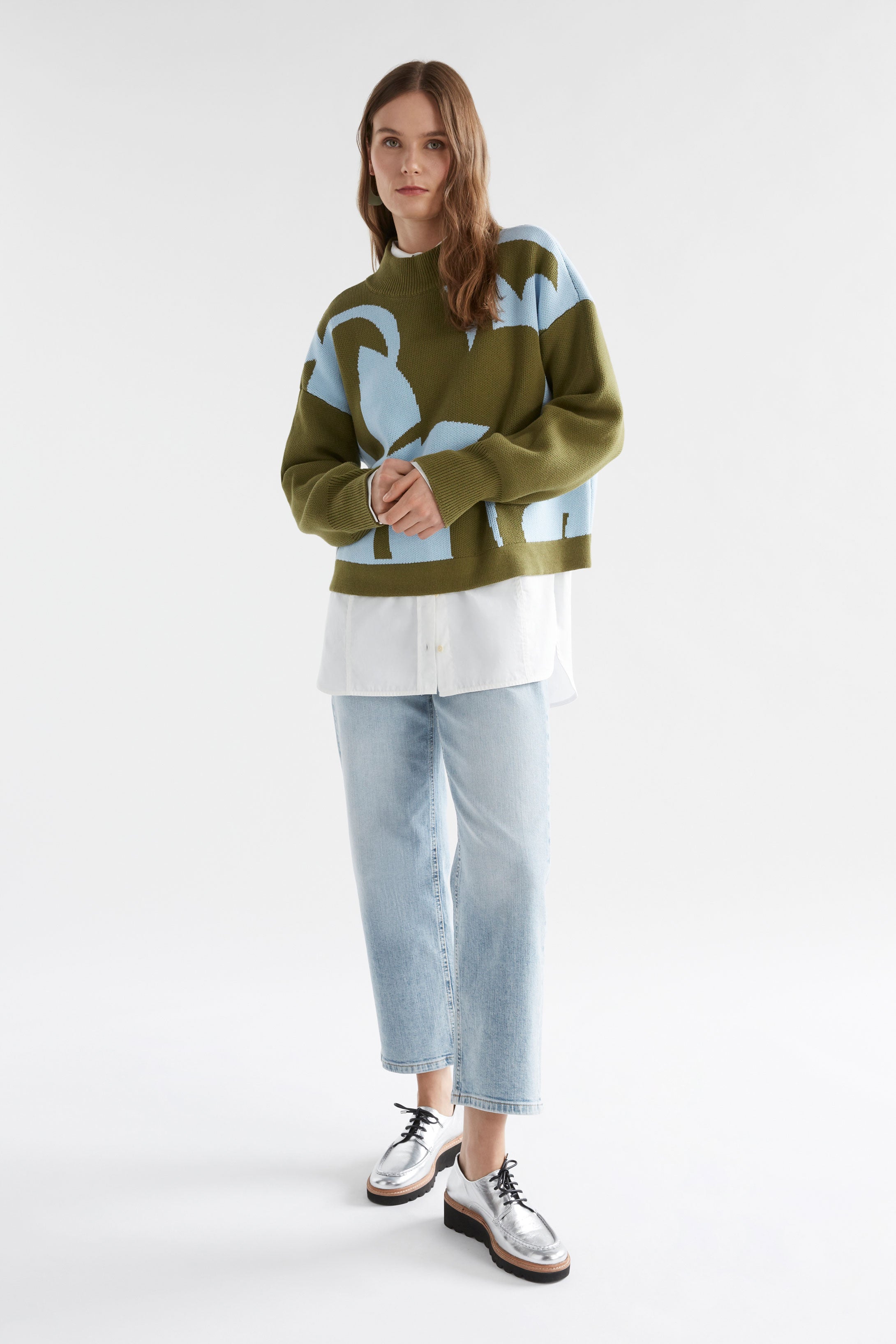 Leben Sweater - Washer Blue / Artichoke