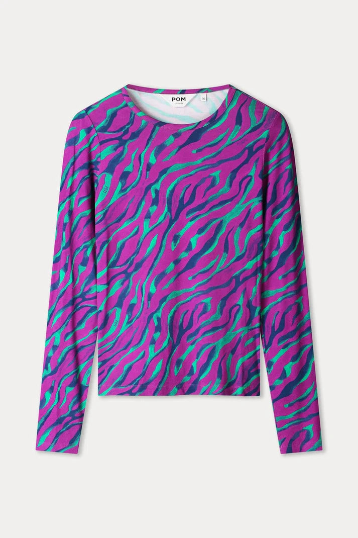 Long Sleeve Top - Rib Animal Purple PRE ORDER