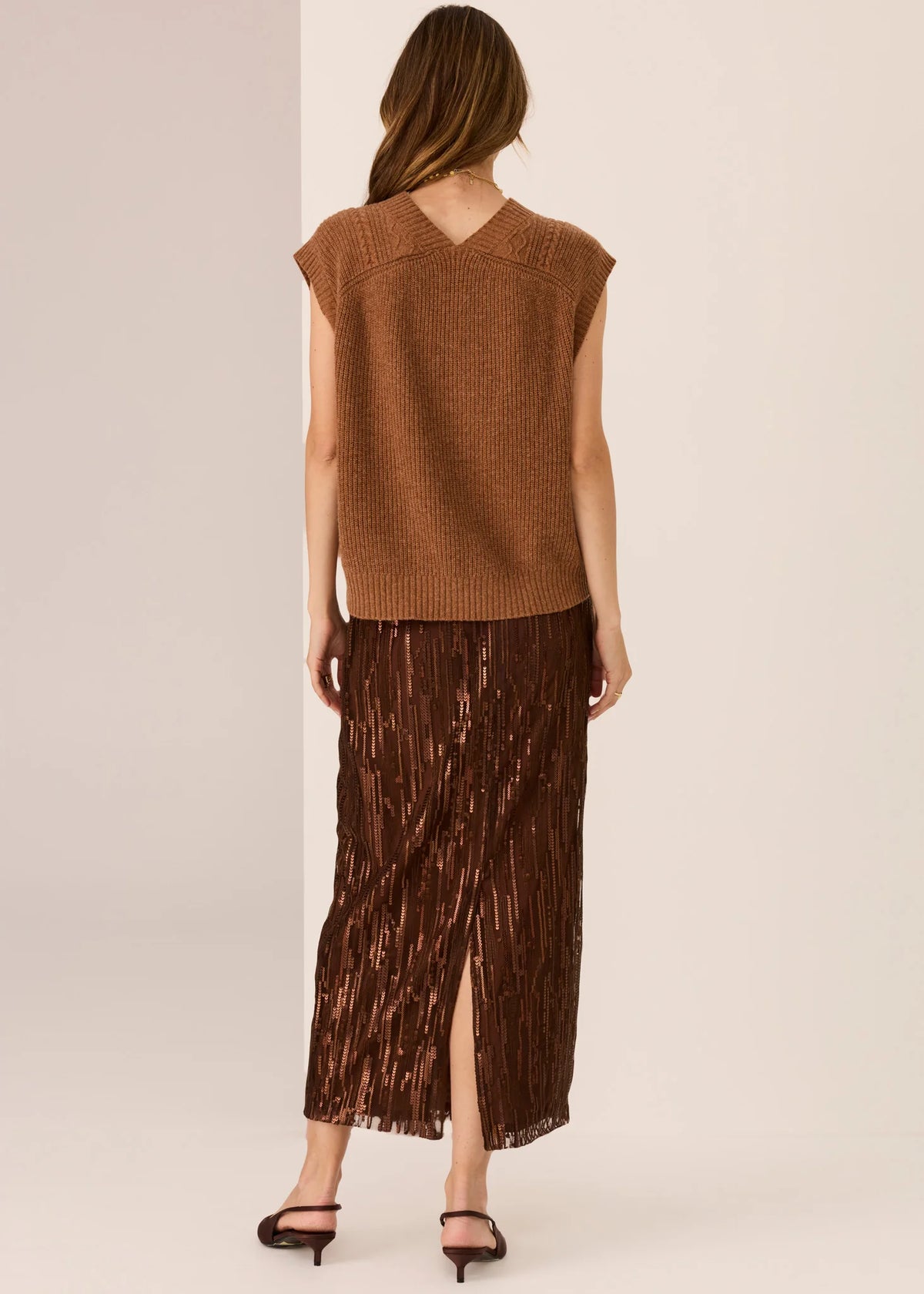 Pol Loren Cable Vest - Toffee