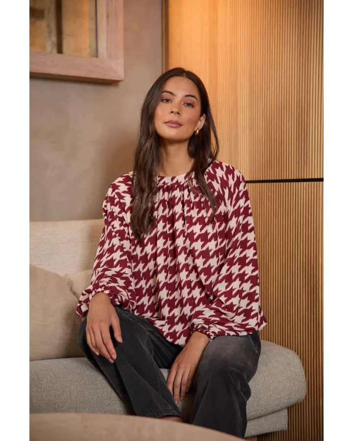 Lou Blouse - Syrah Houndstooth