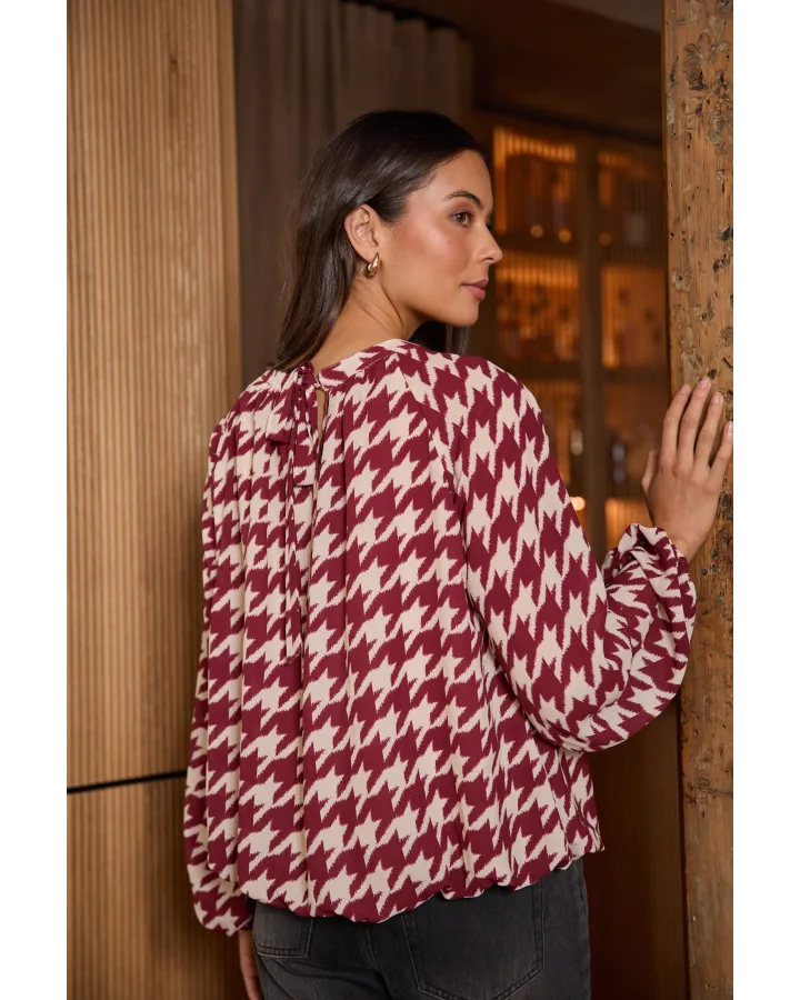 Lou Blouse - Syrah Houndstooth