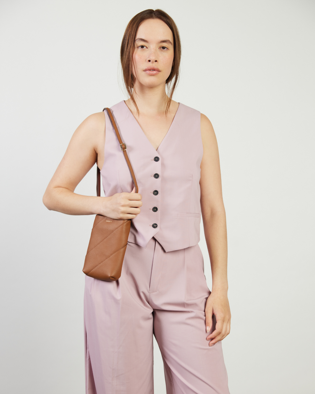 Maggie Crossbody Bag - Tan Bias