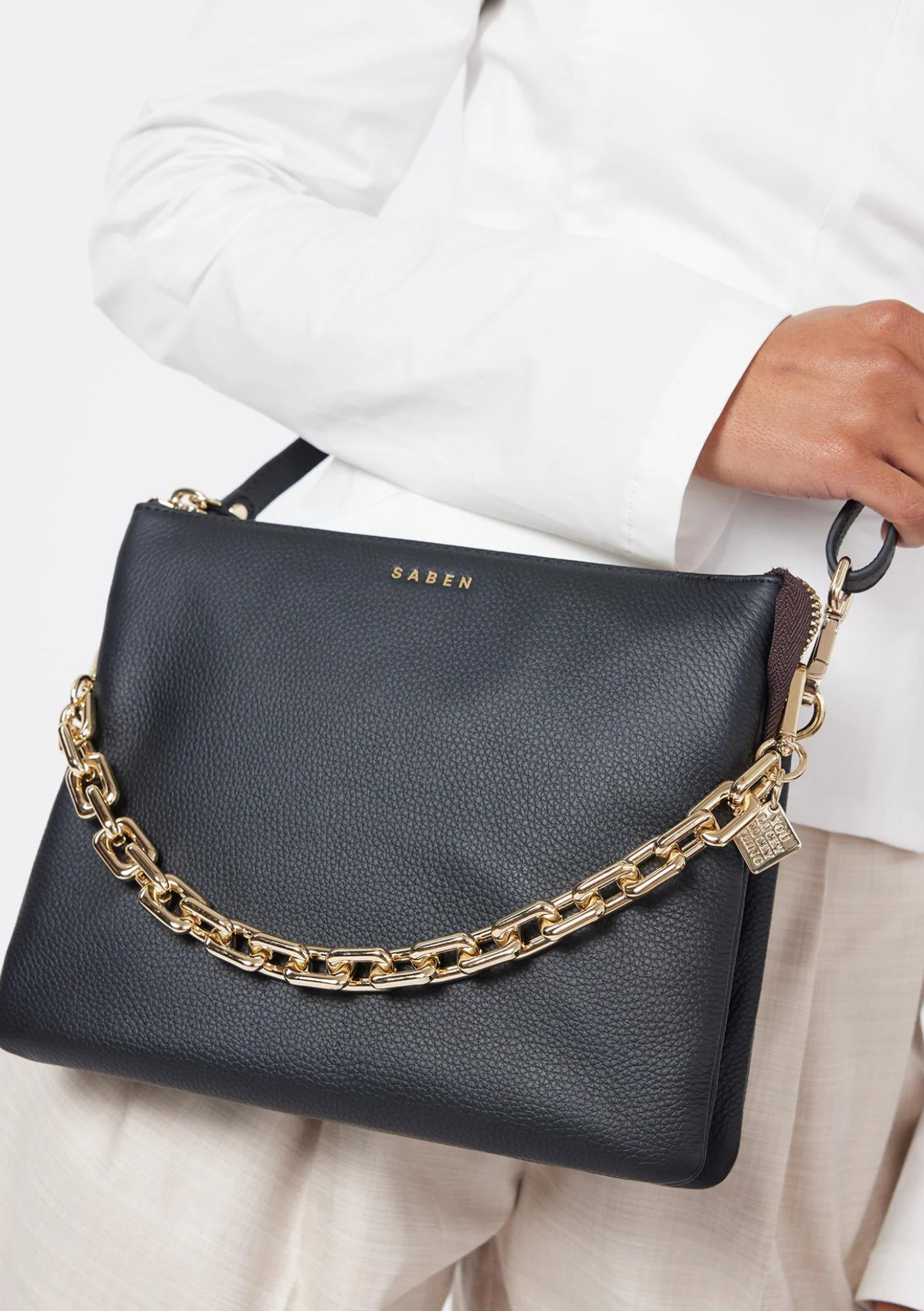 Matilda Crossbody Bag - Black + Chunky Chain