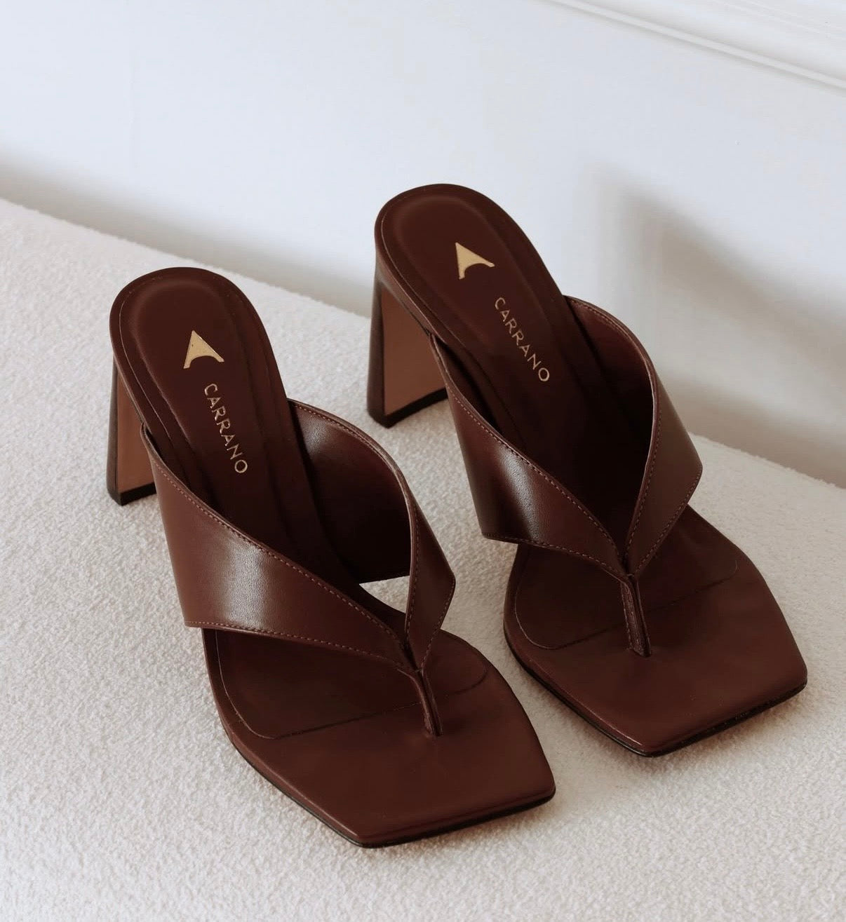 Open Mule Thong Heel - Vegetal Brunette COMING SOON