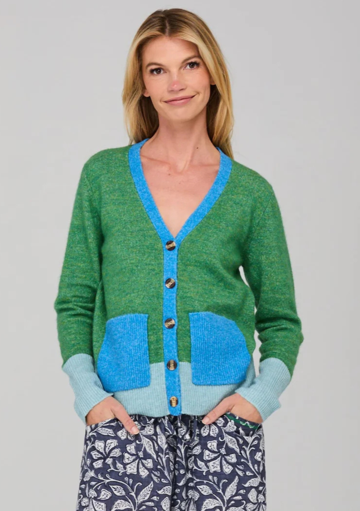 Boom Shankar Poet Cardigan - Green Multi