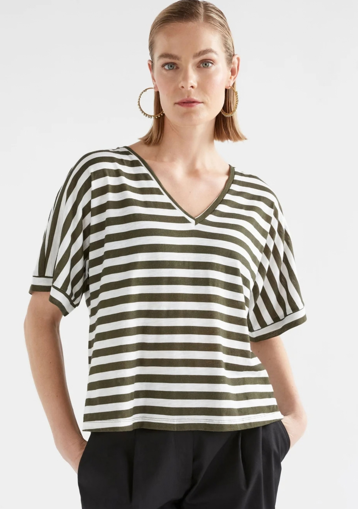 Elk Seter Tee - White / Olive