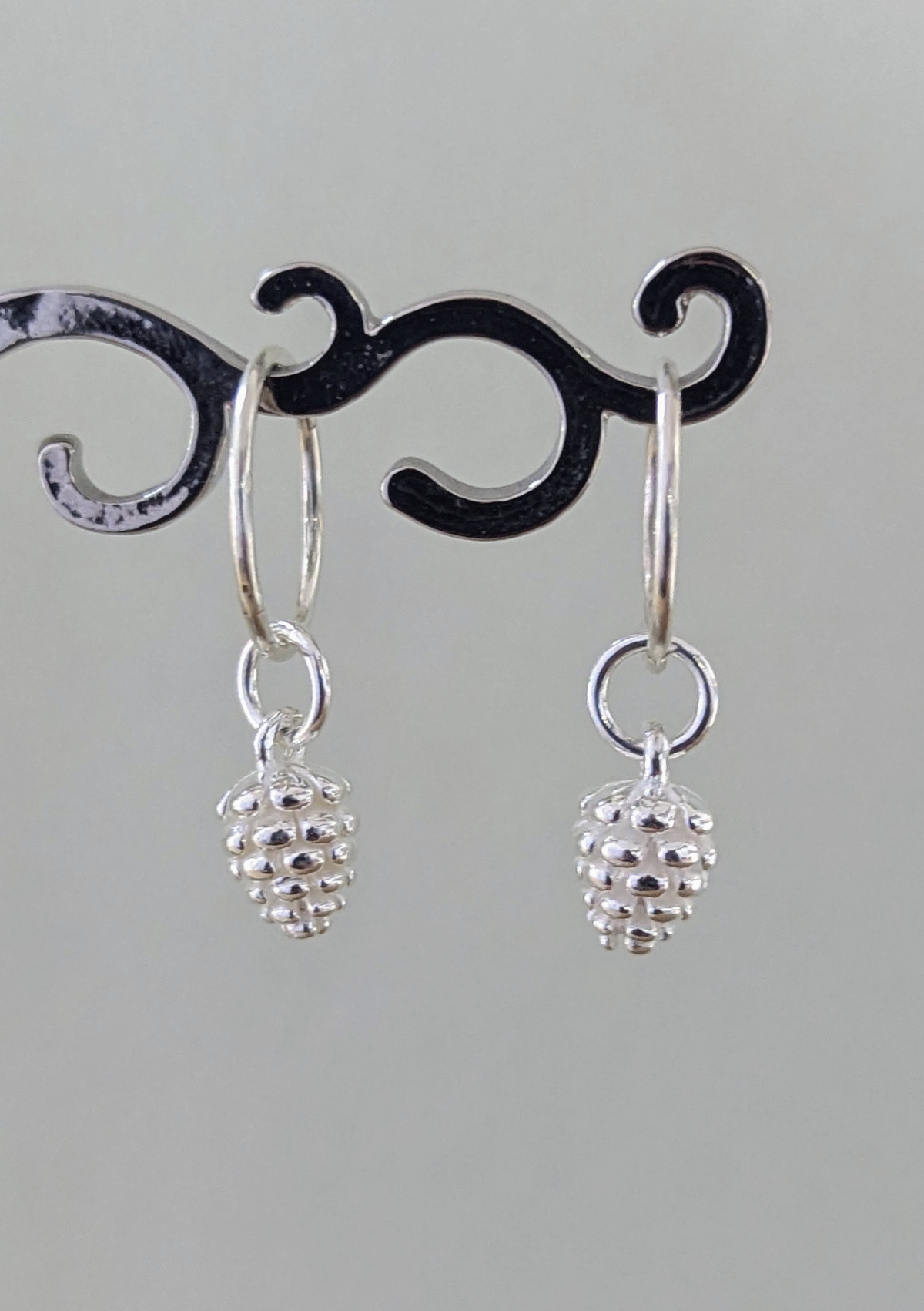 Silver Hoop Earring - Pinecone