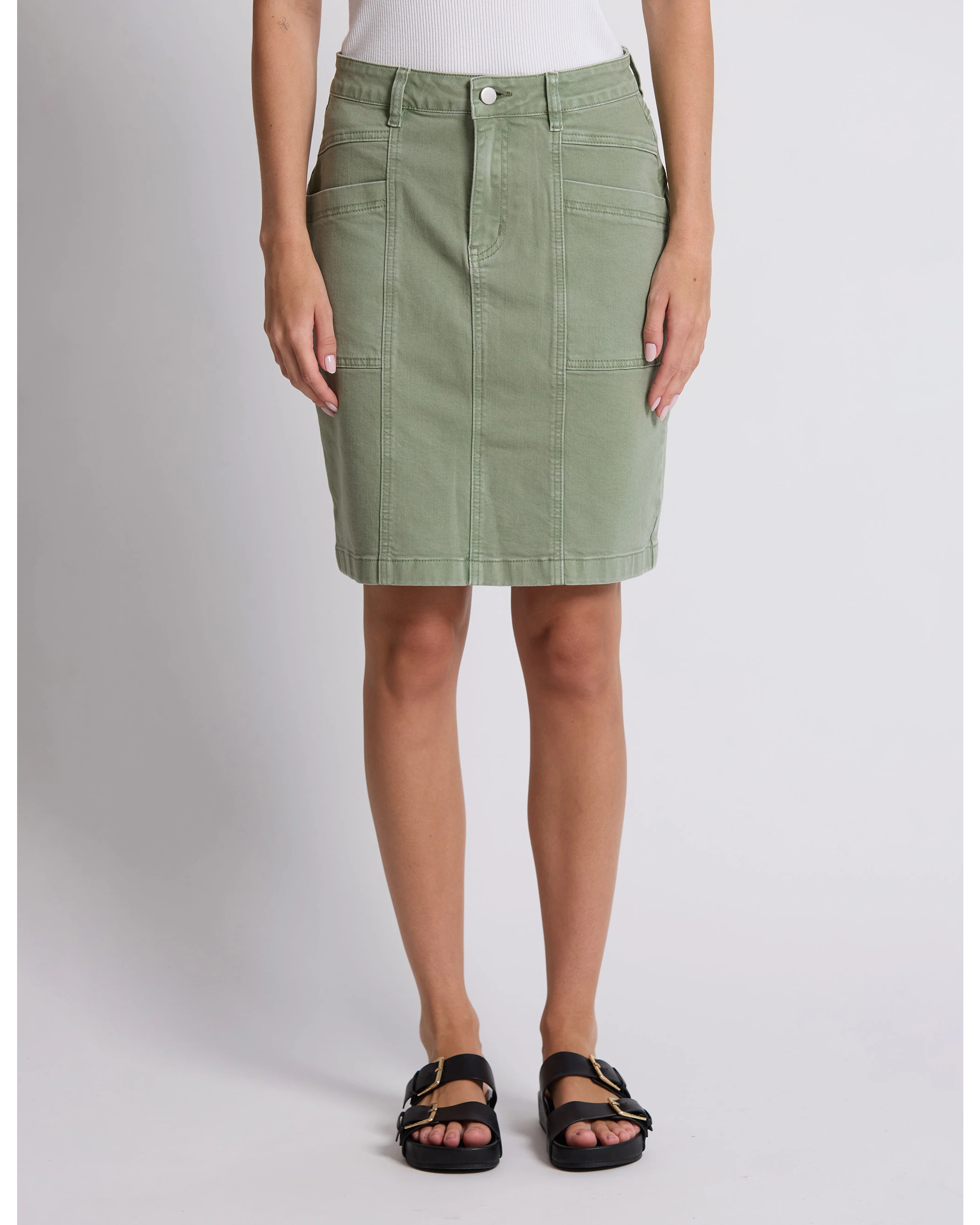 Strike Skirt - Khaki Denim
