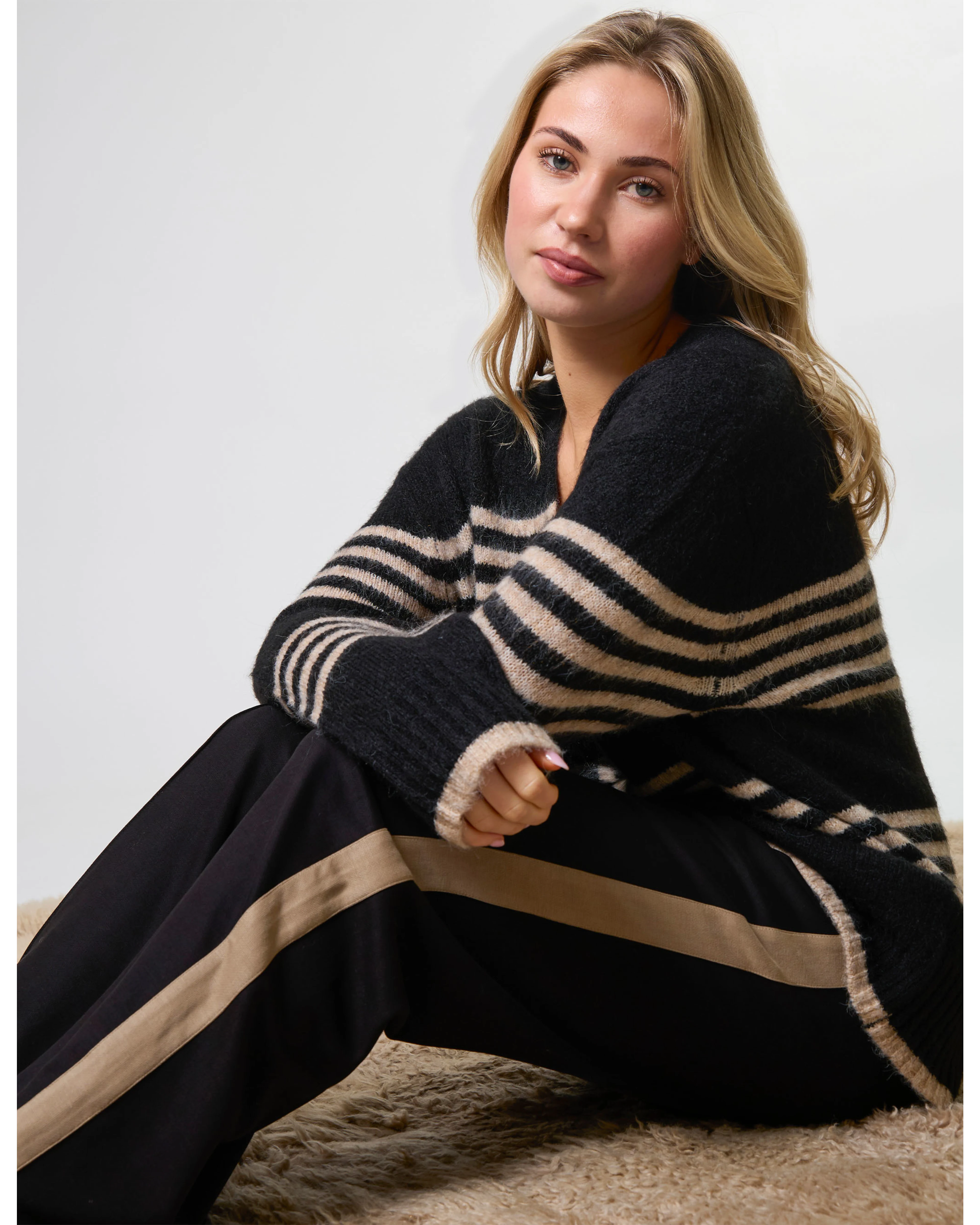 Stripe Cardigan - Black Sand