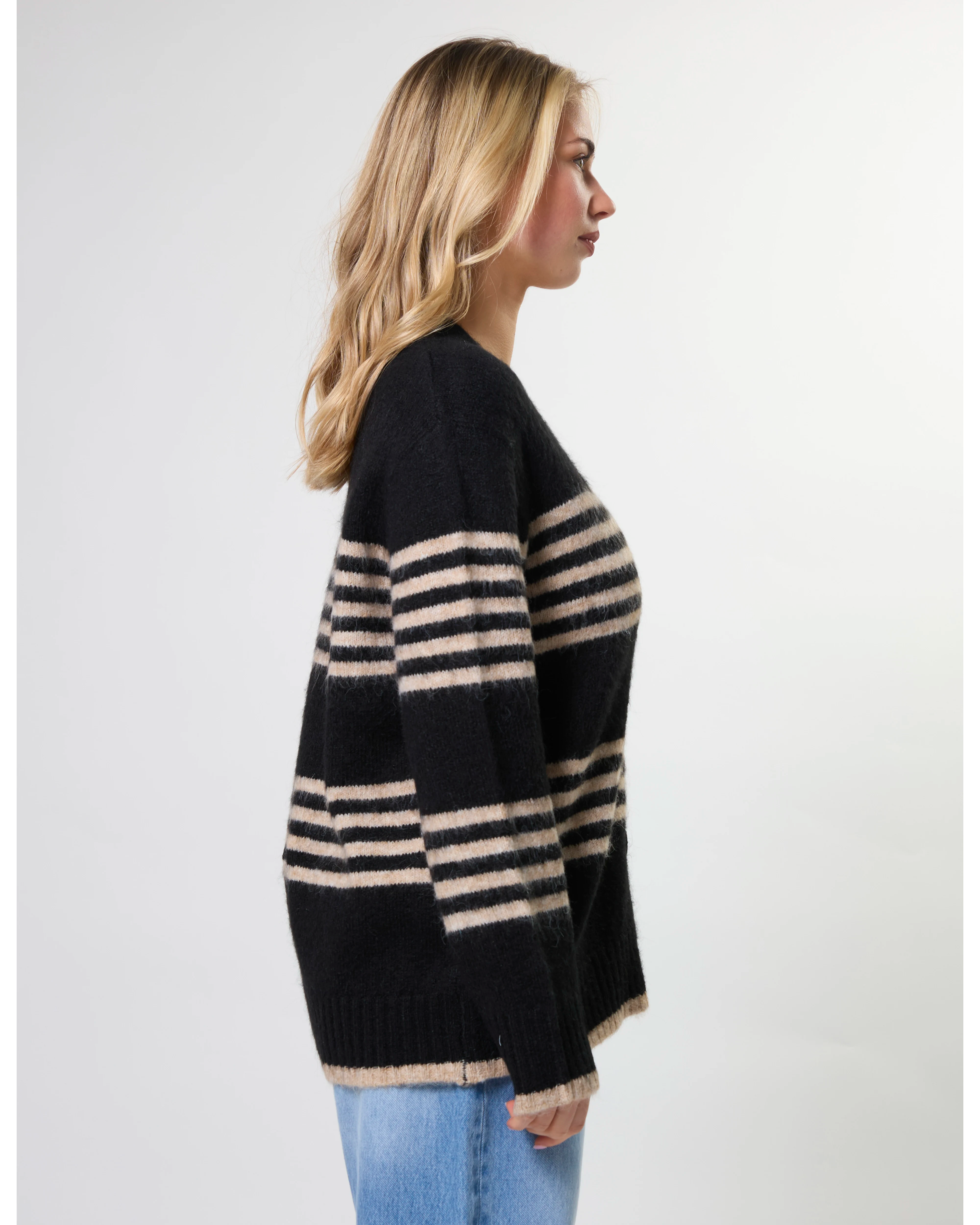 Stripe Cardigan - Black Sand
